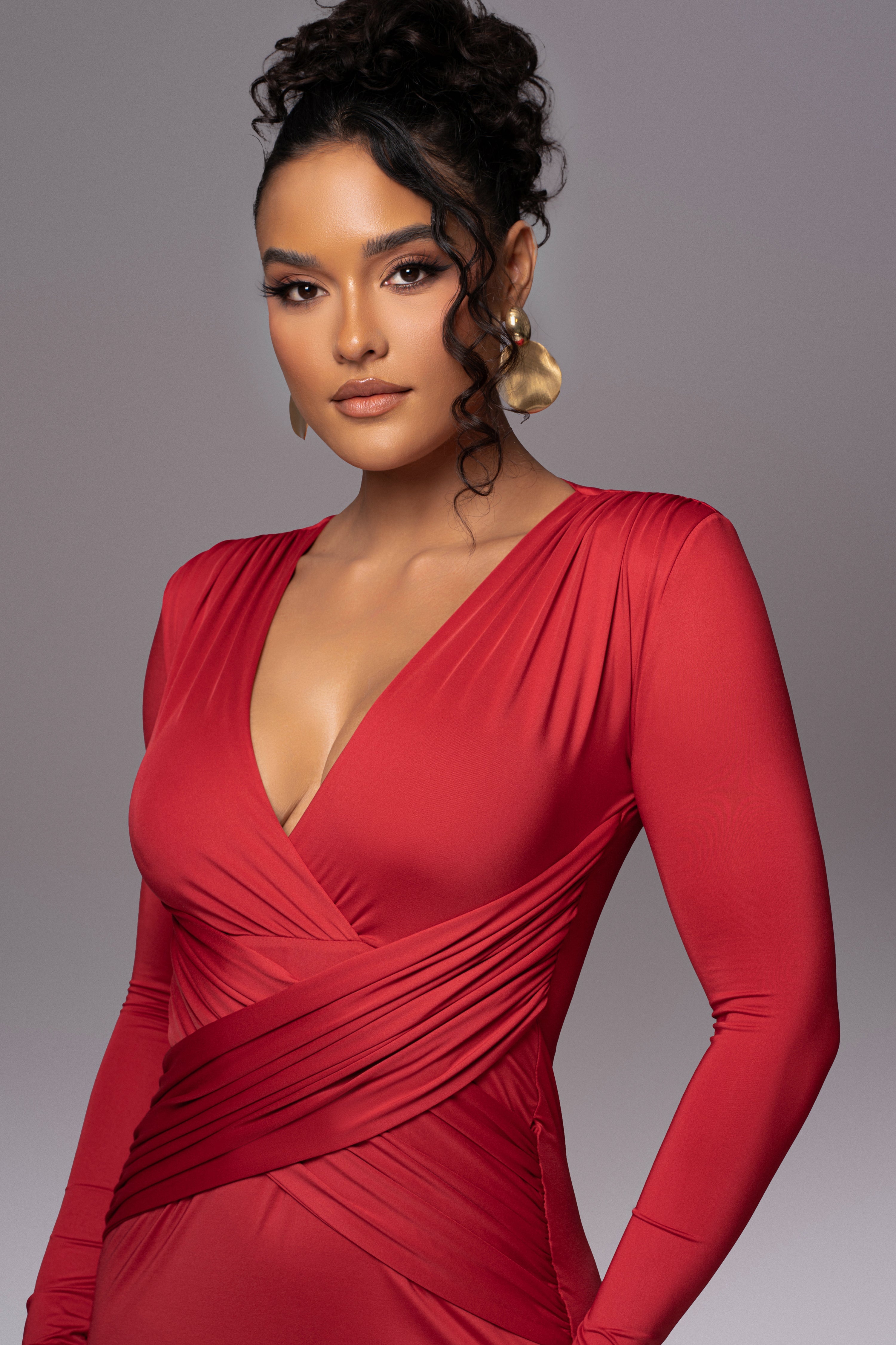 Red Rowan Plunge Maxi Dress