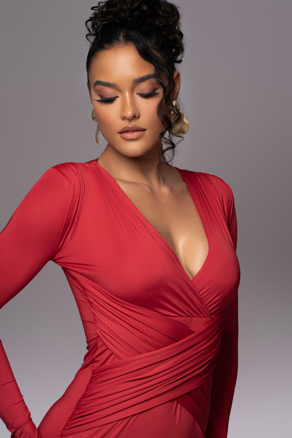 Red Rowan Plunge Maxi Dress
