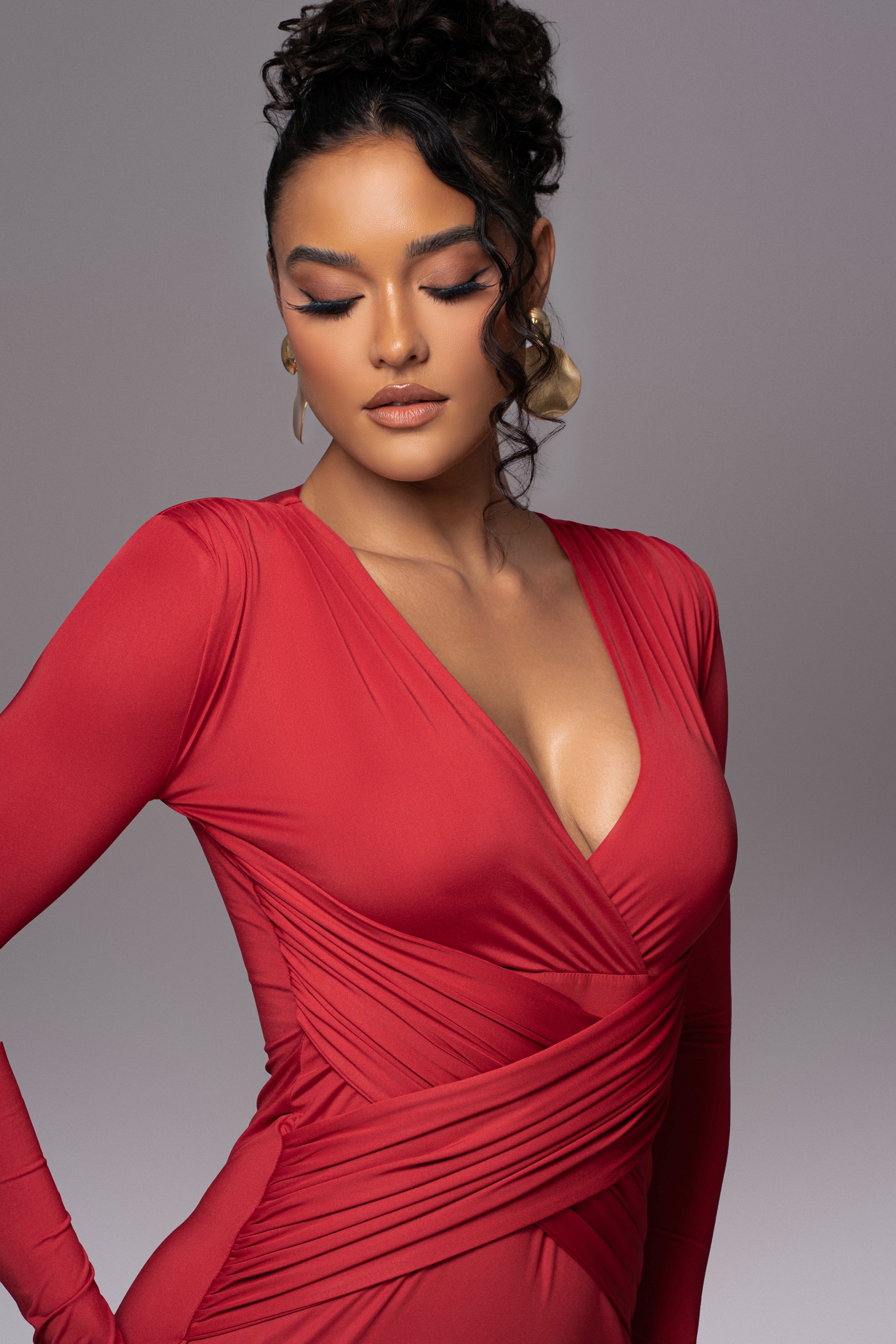 Red Rowan Plunge Maxi Dress