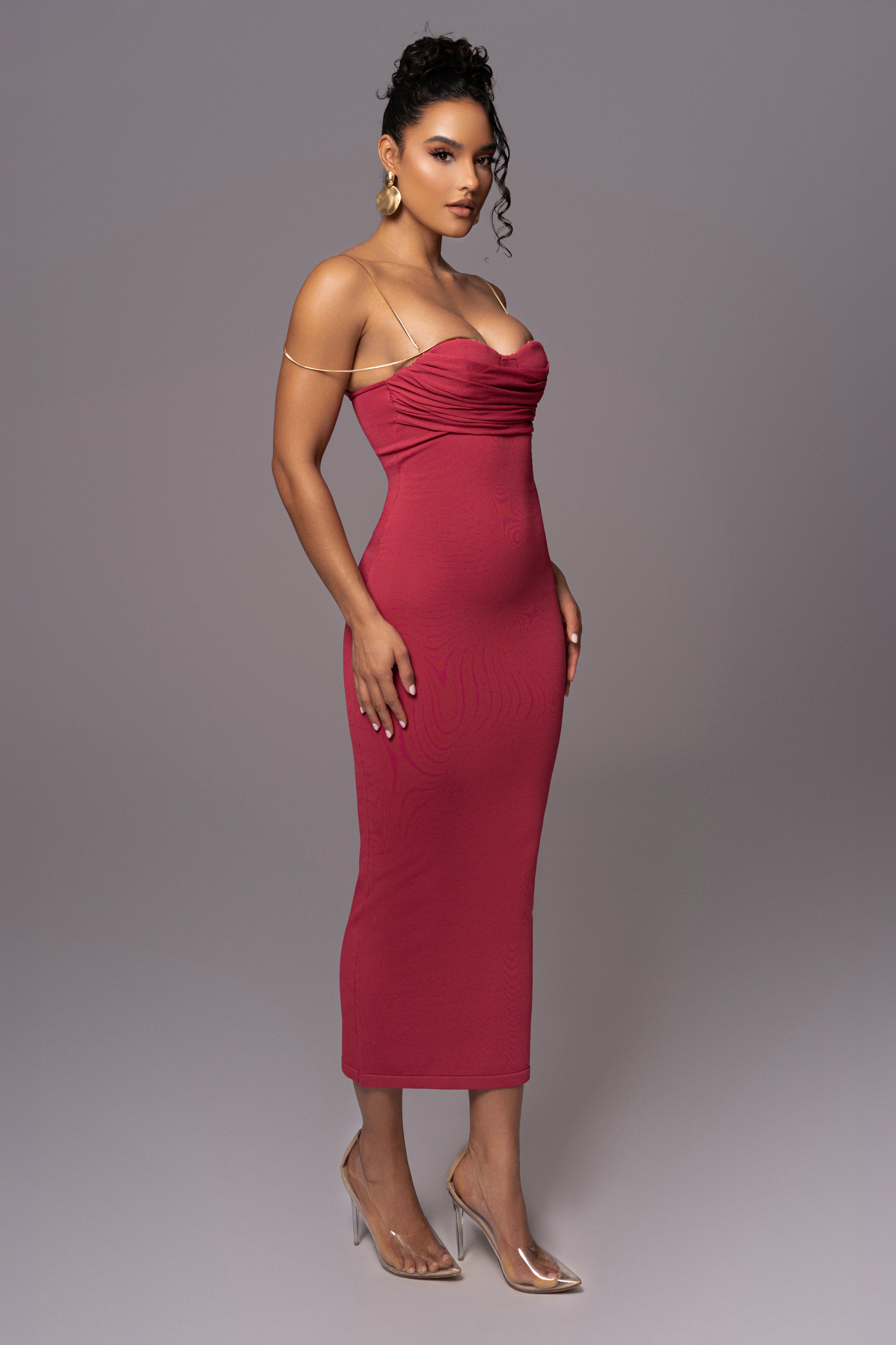 Pink La Lune Drape Midi Dress