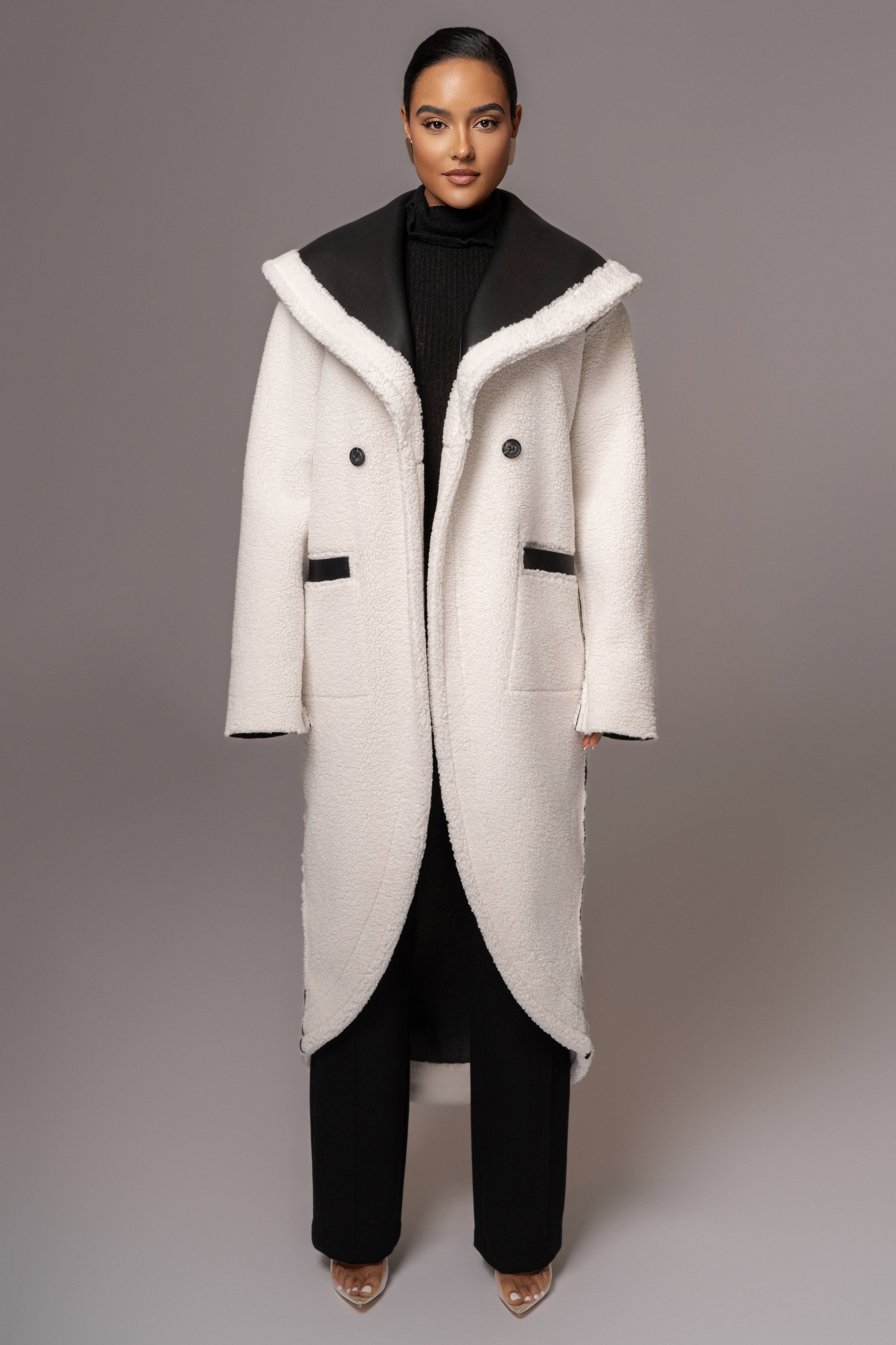 Black Jaida Reversible Teddy Coat