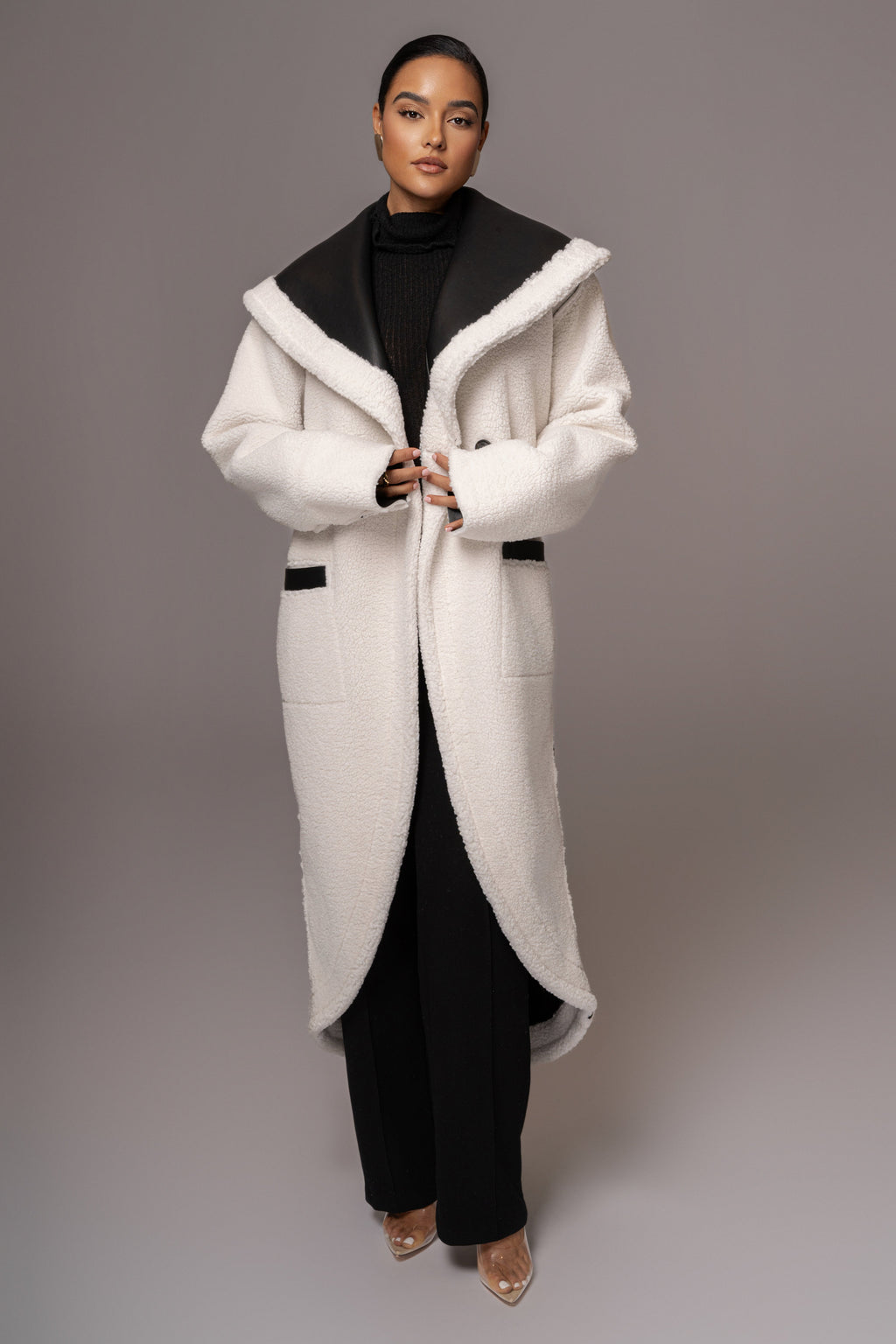 Black Jaida Reversible Teddy Coat
