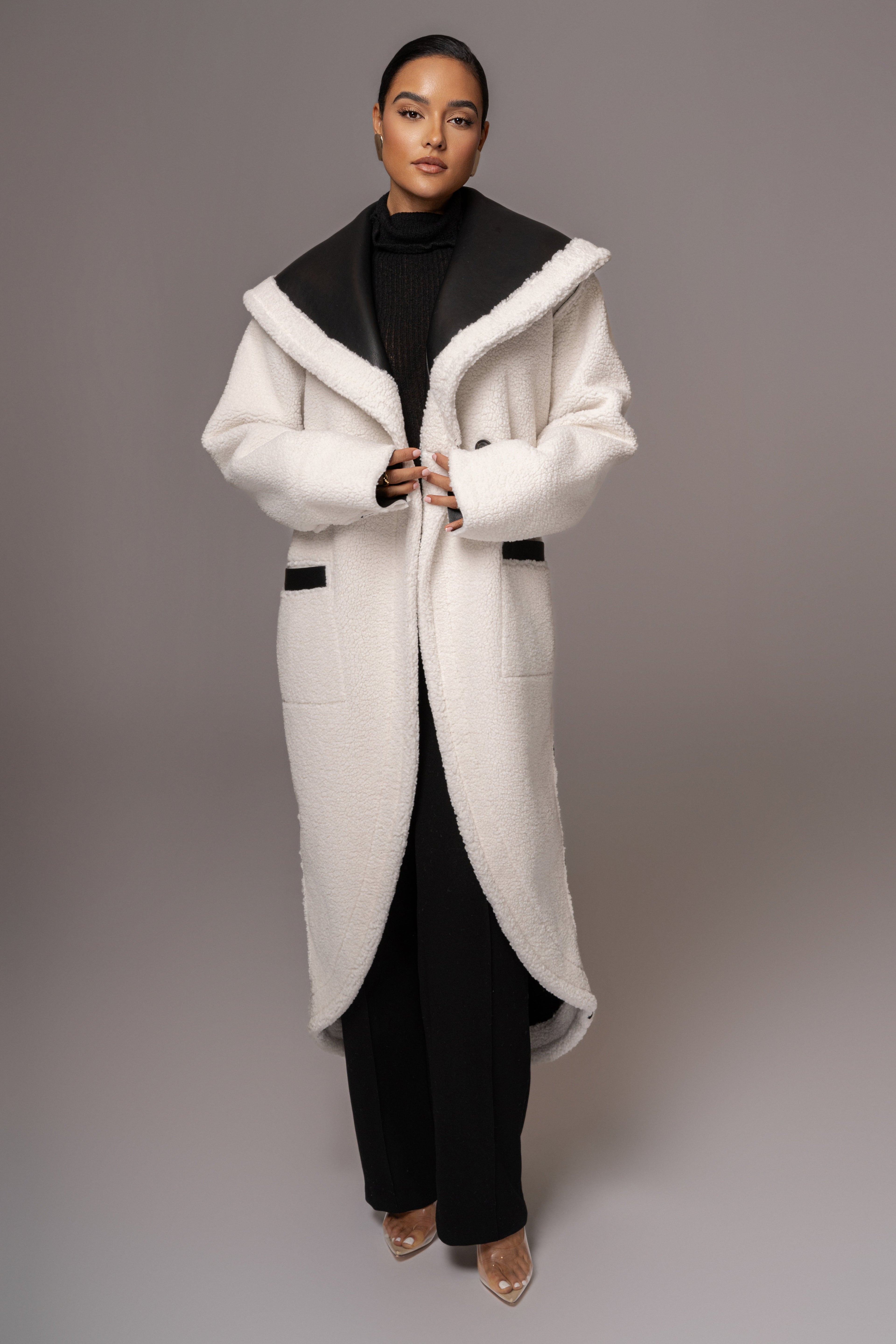 Black Jaida Reversible Teddy Coat