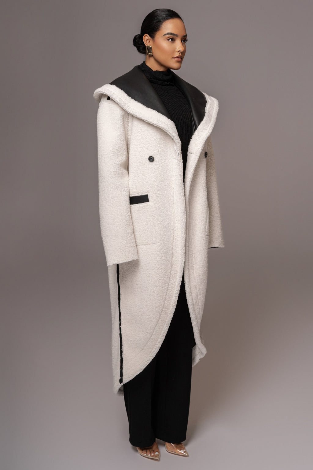 Black Jaida Reversible Teddy Coat