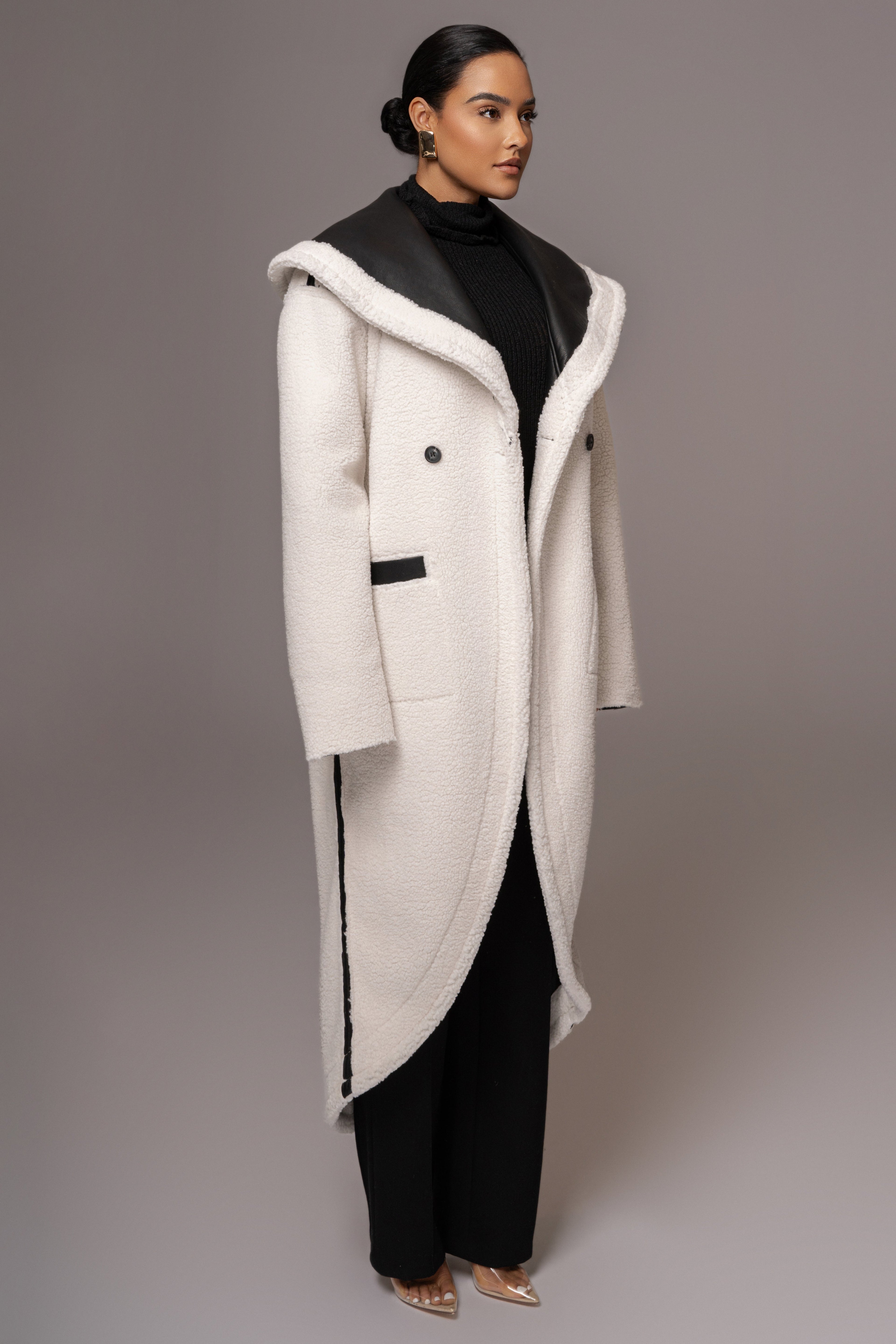 Black Jaida Reversible Teddy Coat