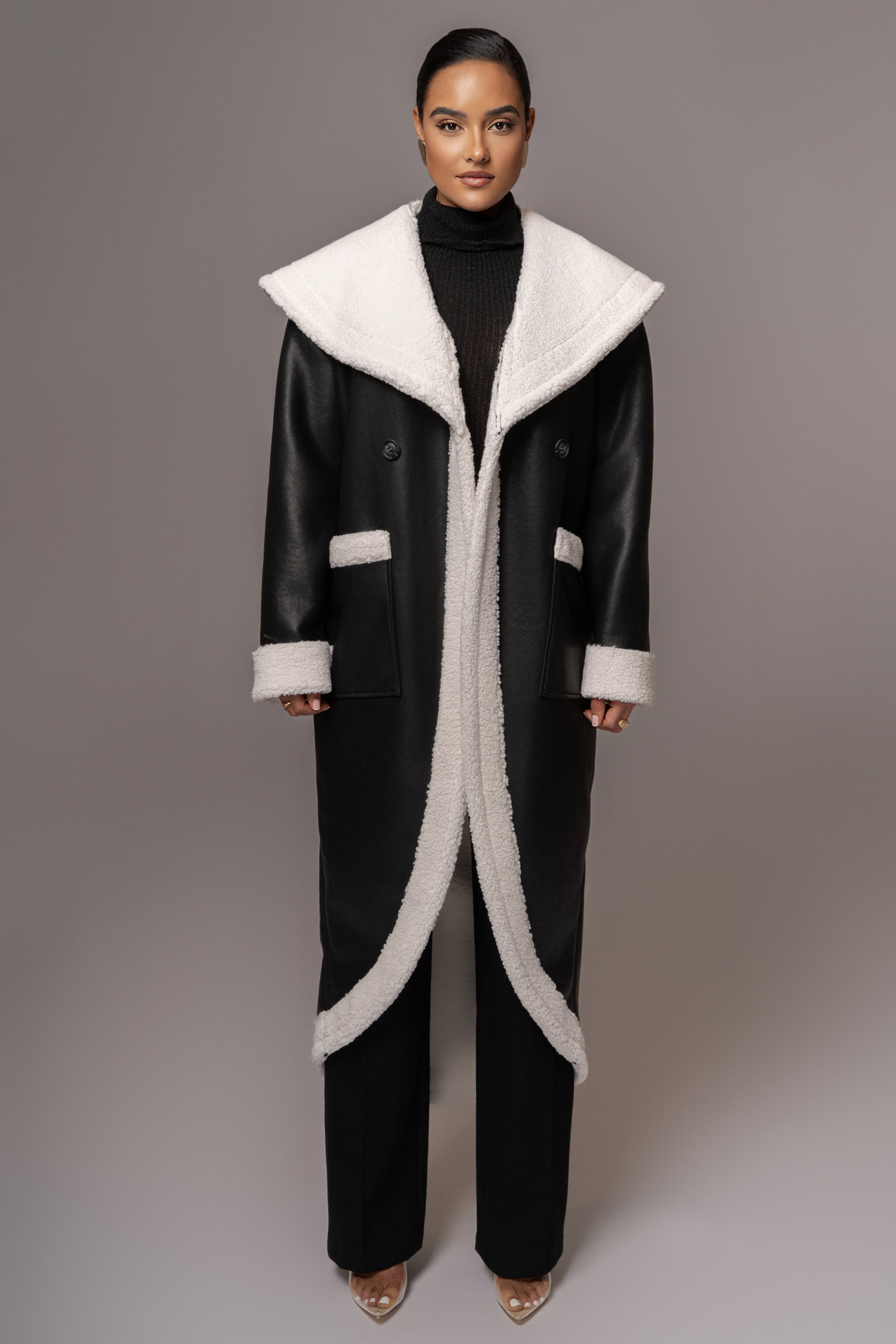 Black Jaida Reversible Teddy Coat