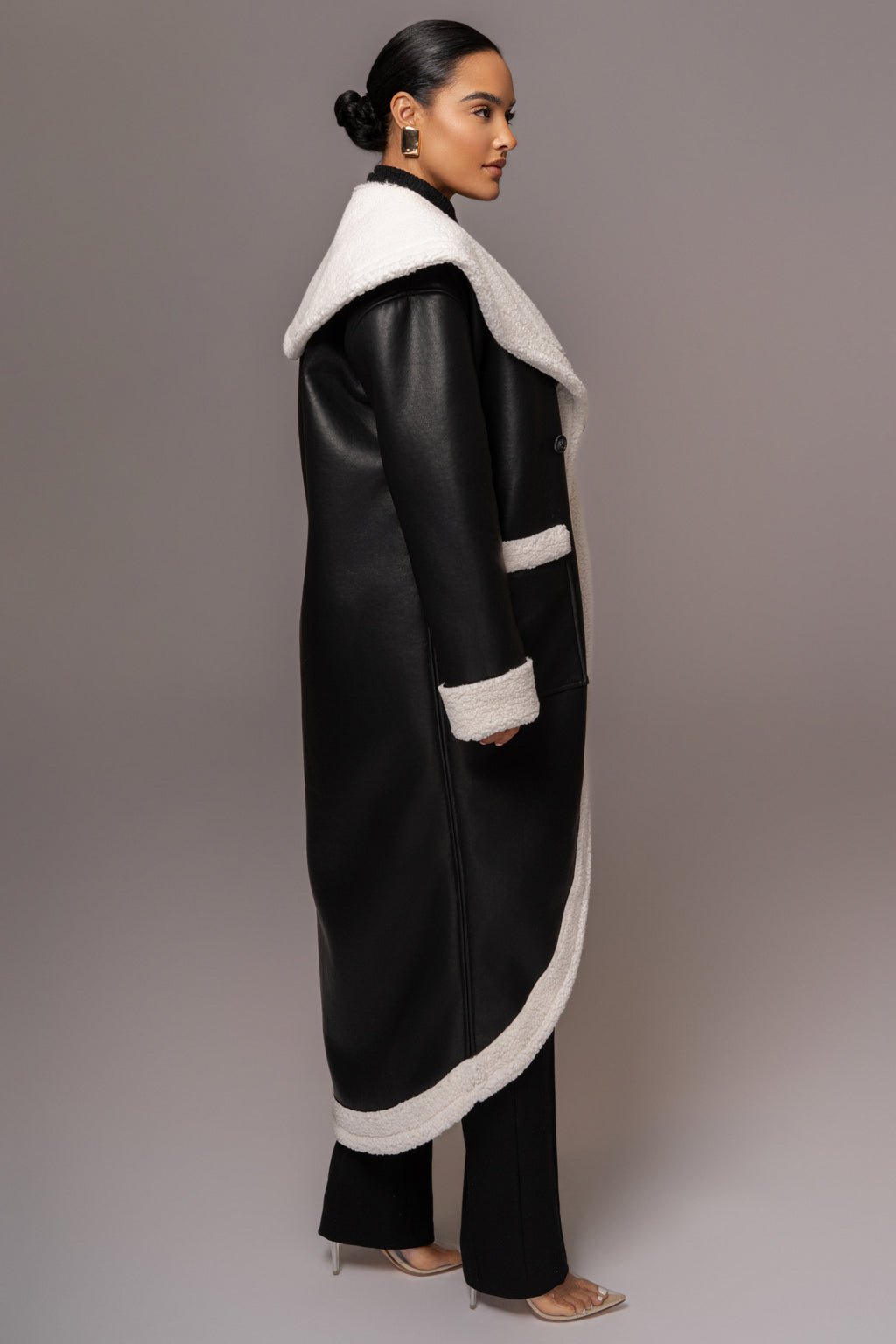 Black Jaida Reversible Teddy Coat