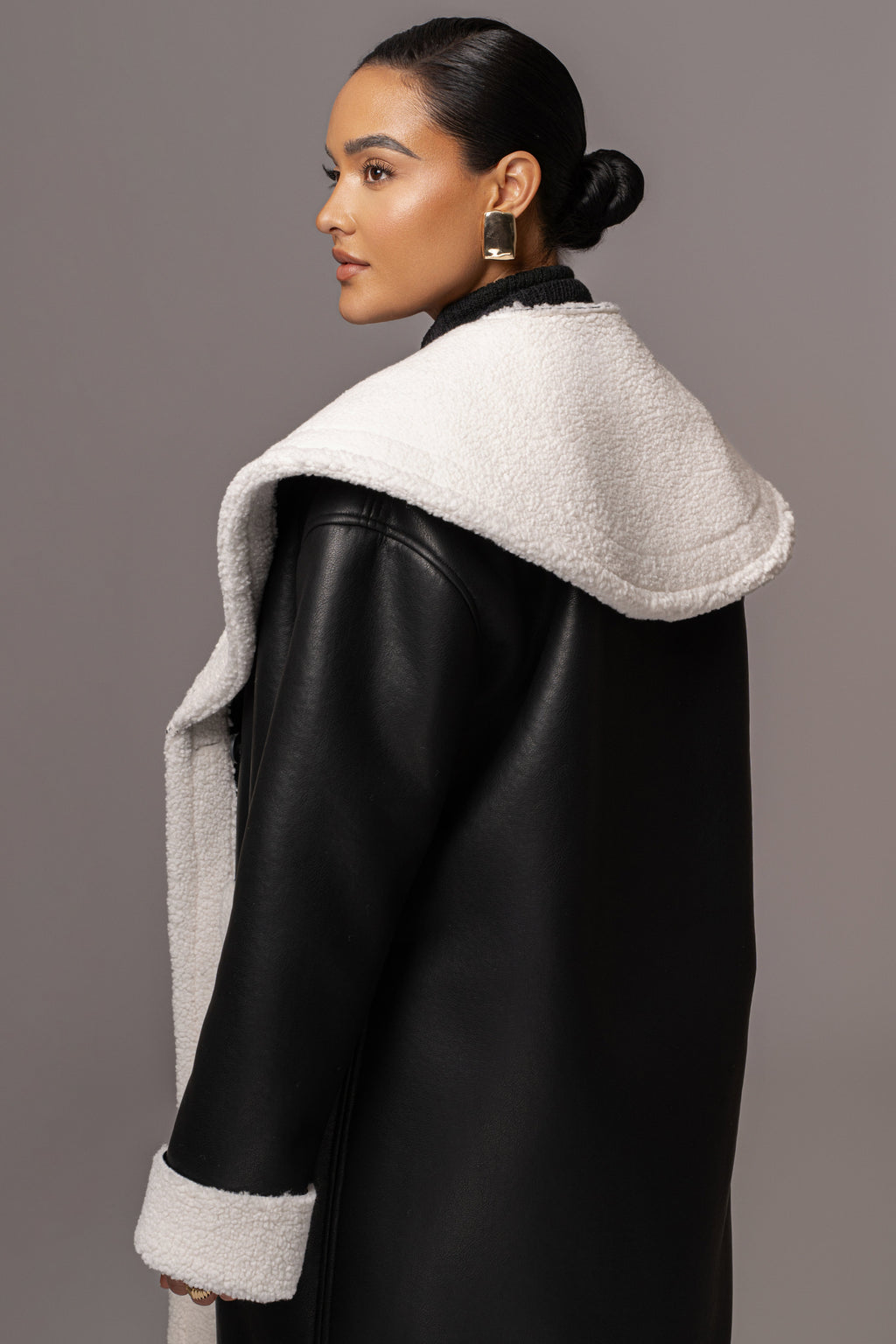 Black Jaida Reversible Teddy Coat