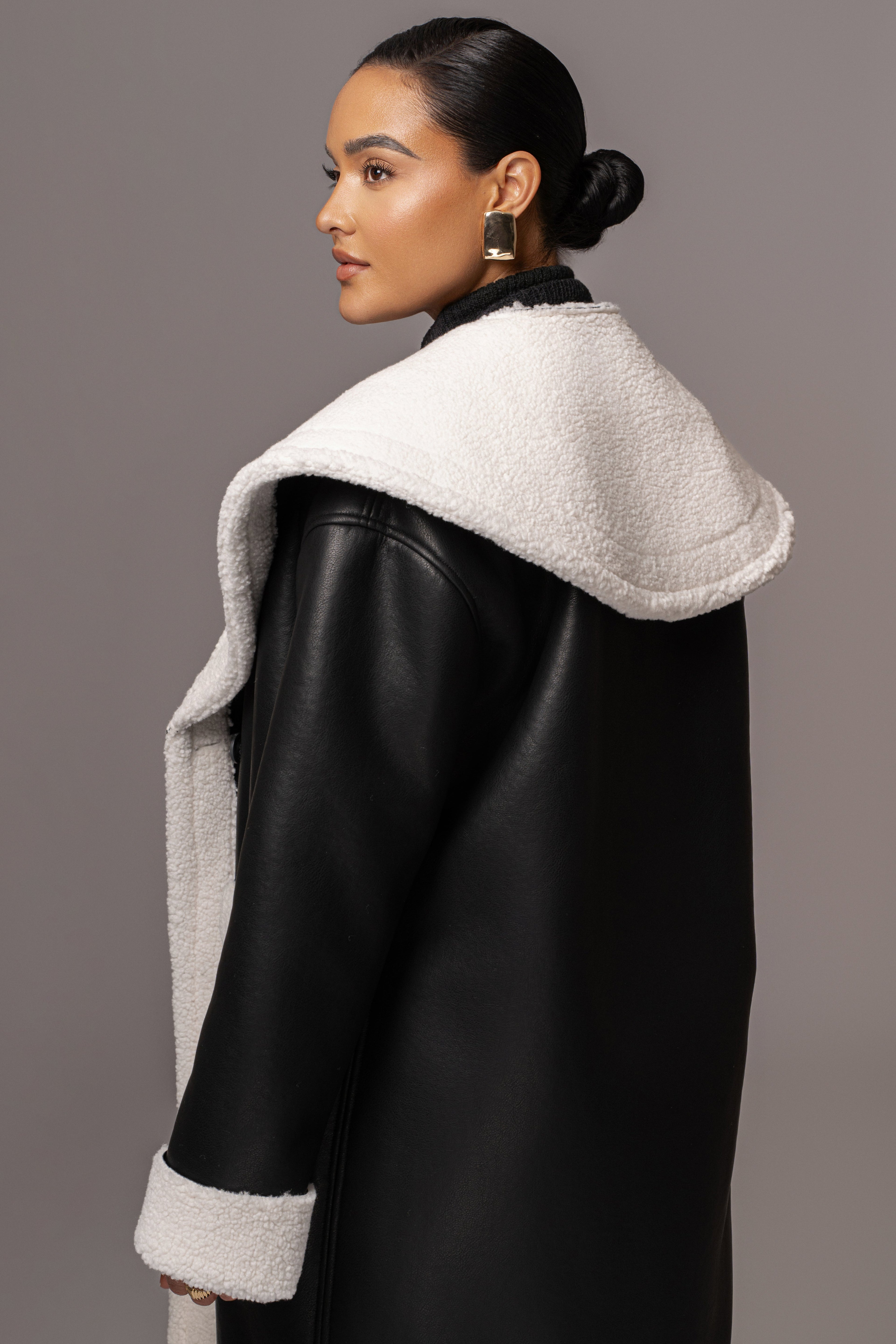 Black Jaida Reversible Teddy Coat