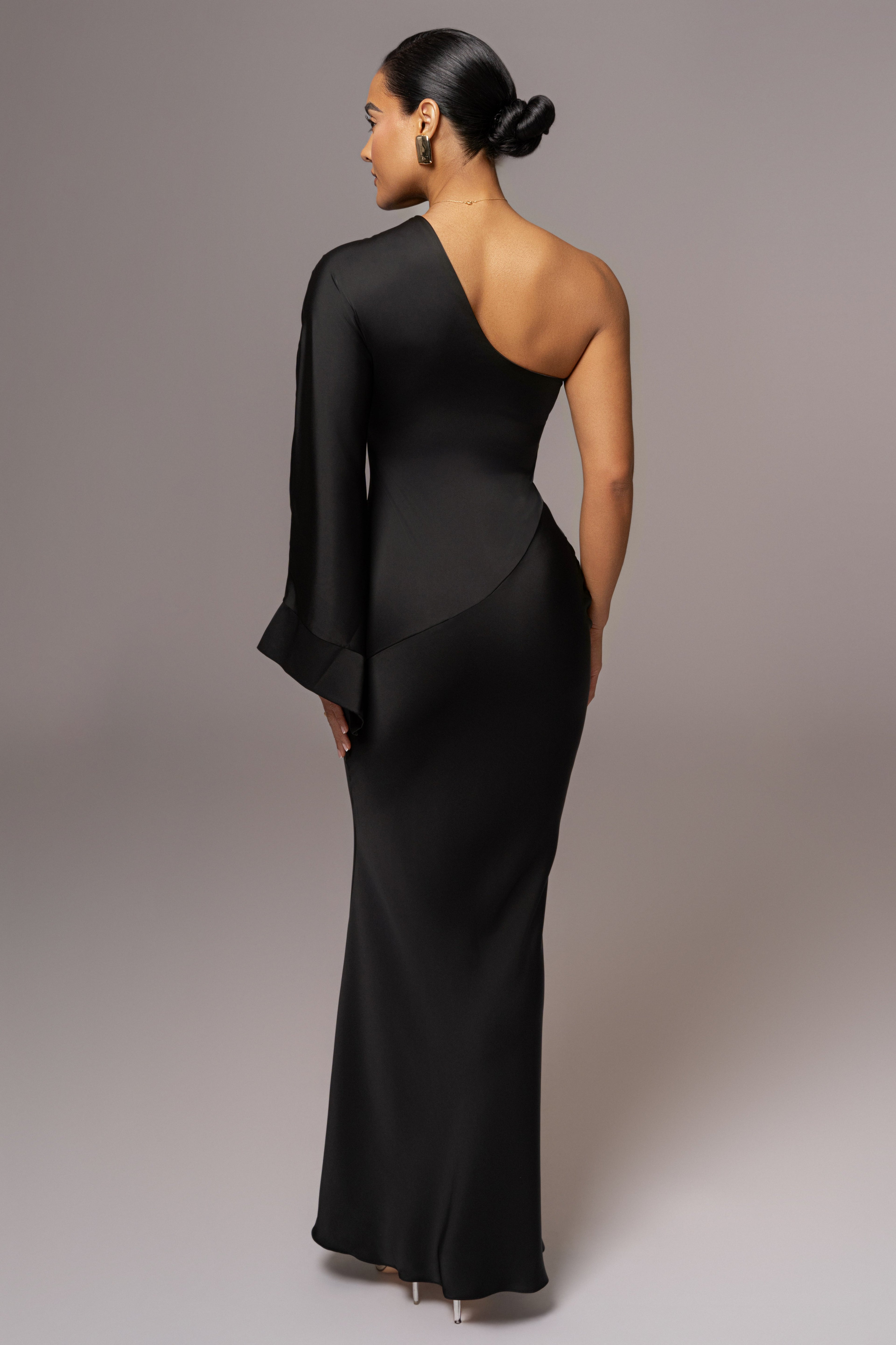Black Femme Drape Maxi Dress
