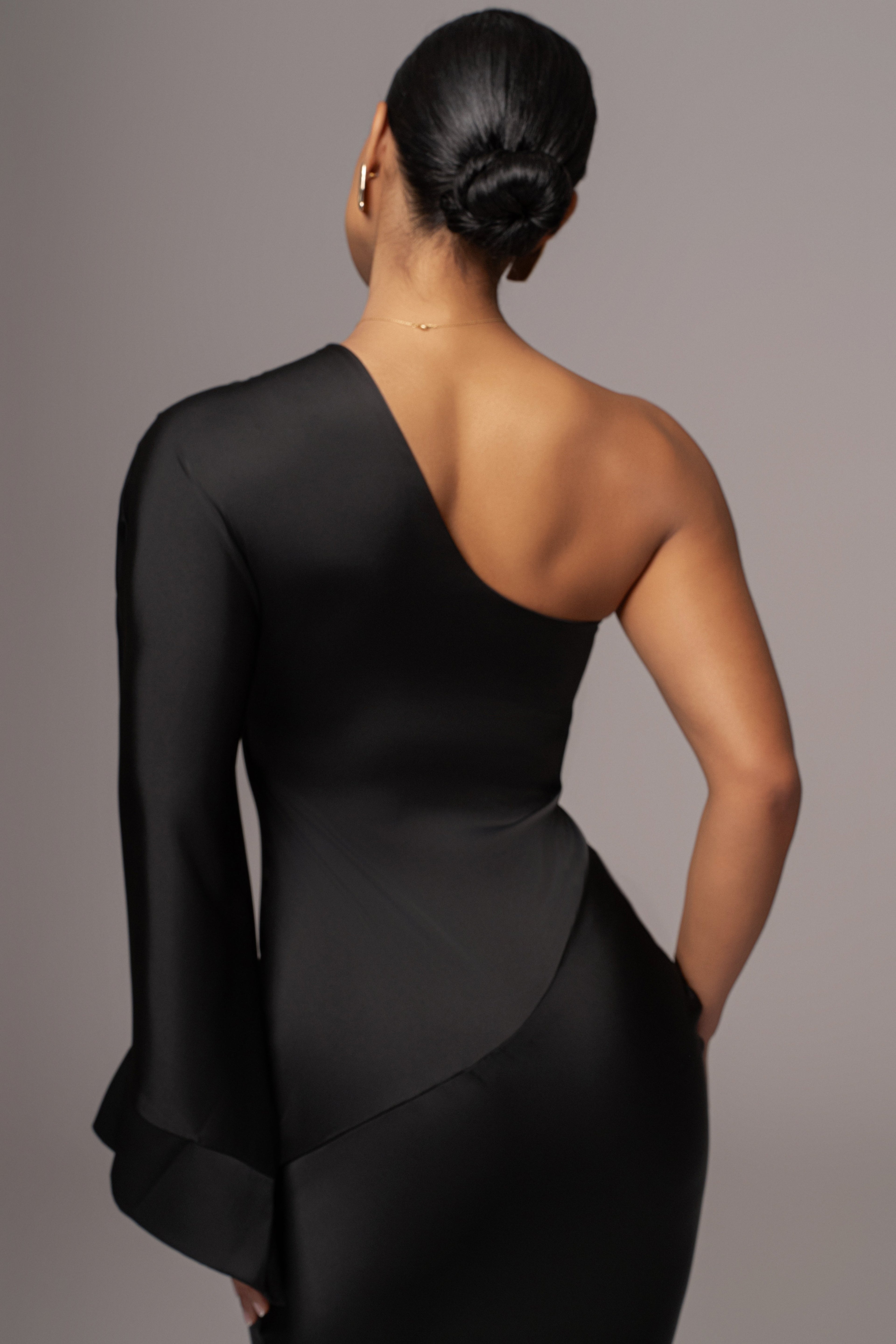 Black Femme Drape Maxi Dress