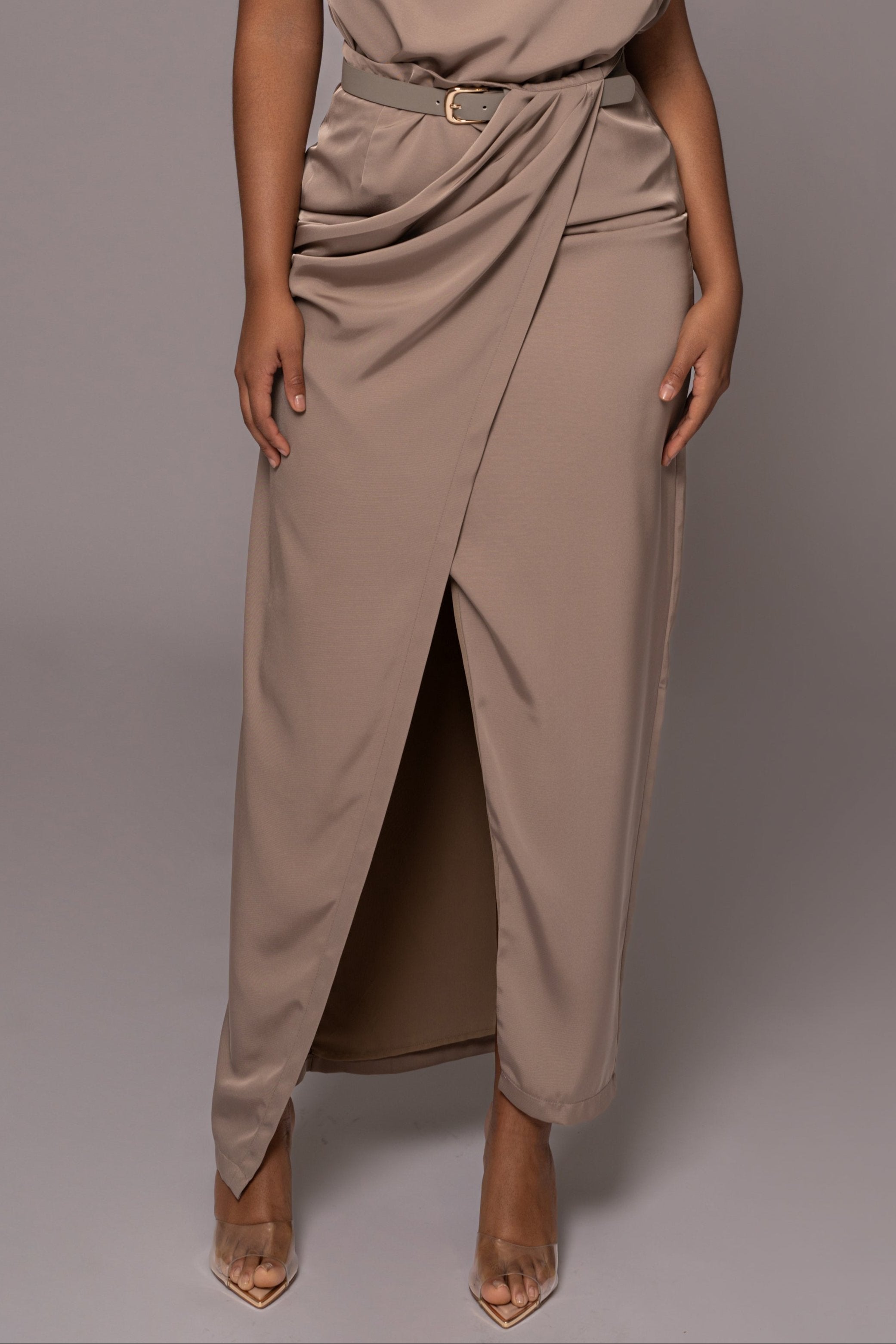 Beige Jamila Drape Skirt