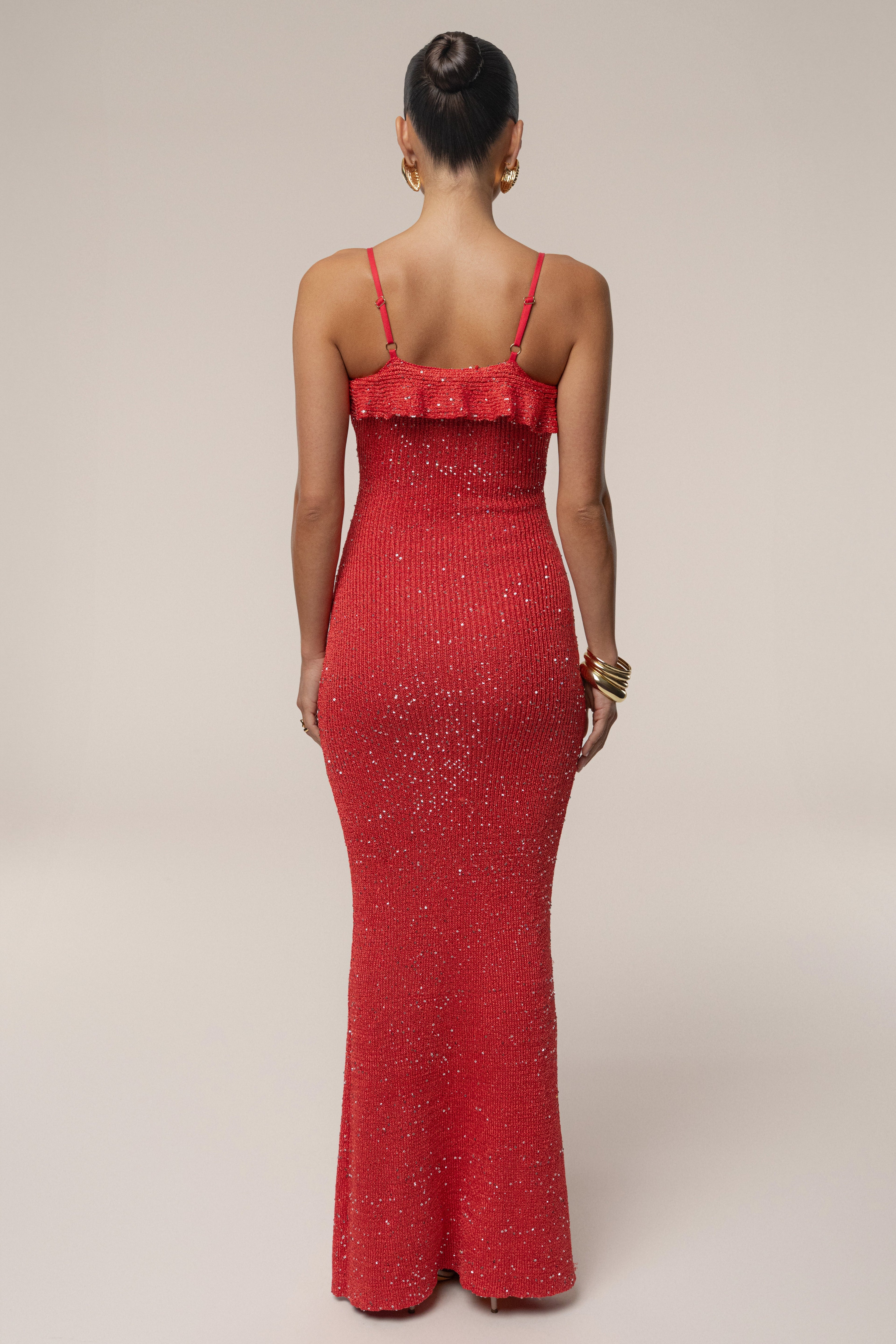 Coral Midnight Sparkle Maxi Dress