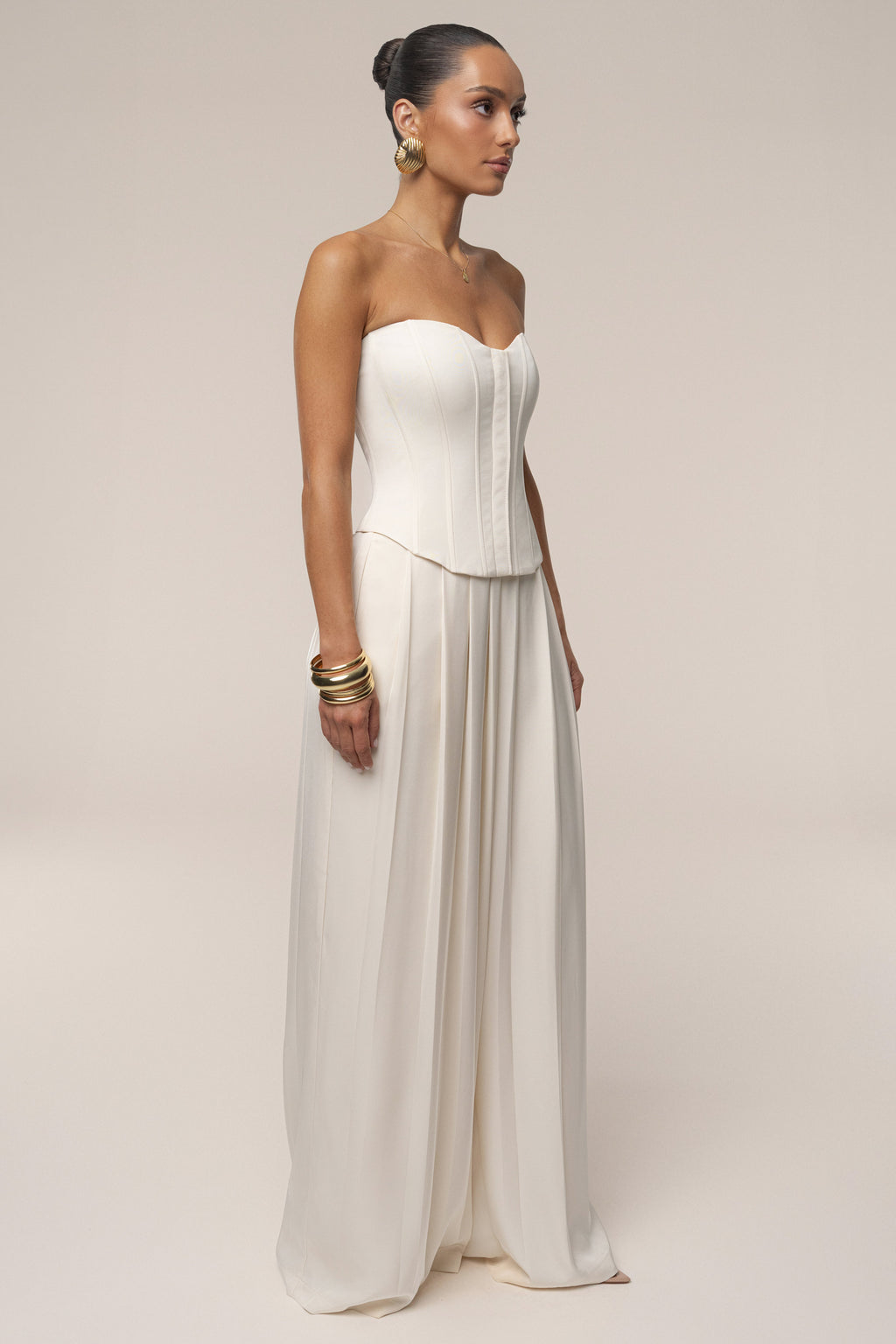 Buttercream Clara Wide Leg Pleated Trousers