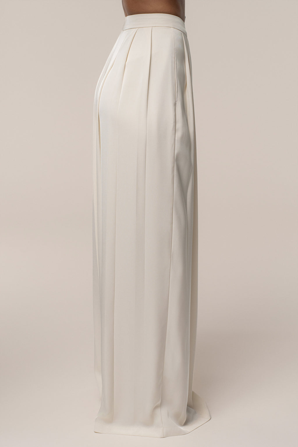 Buttercream Clara Wide Leg Pleated Trousers