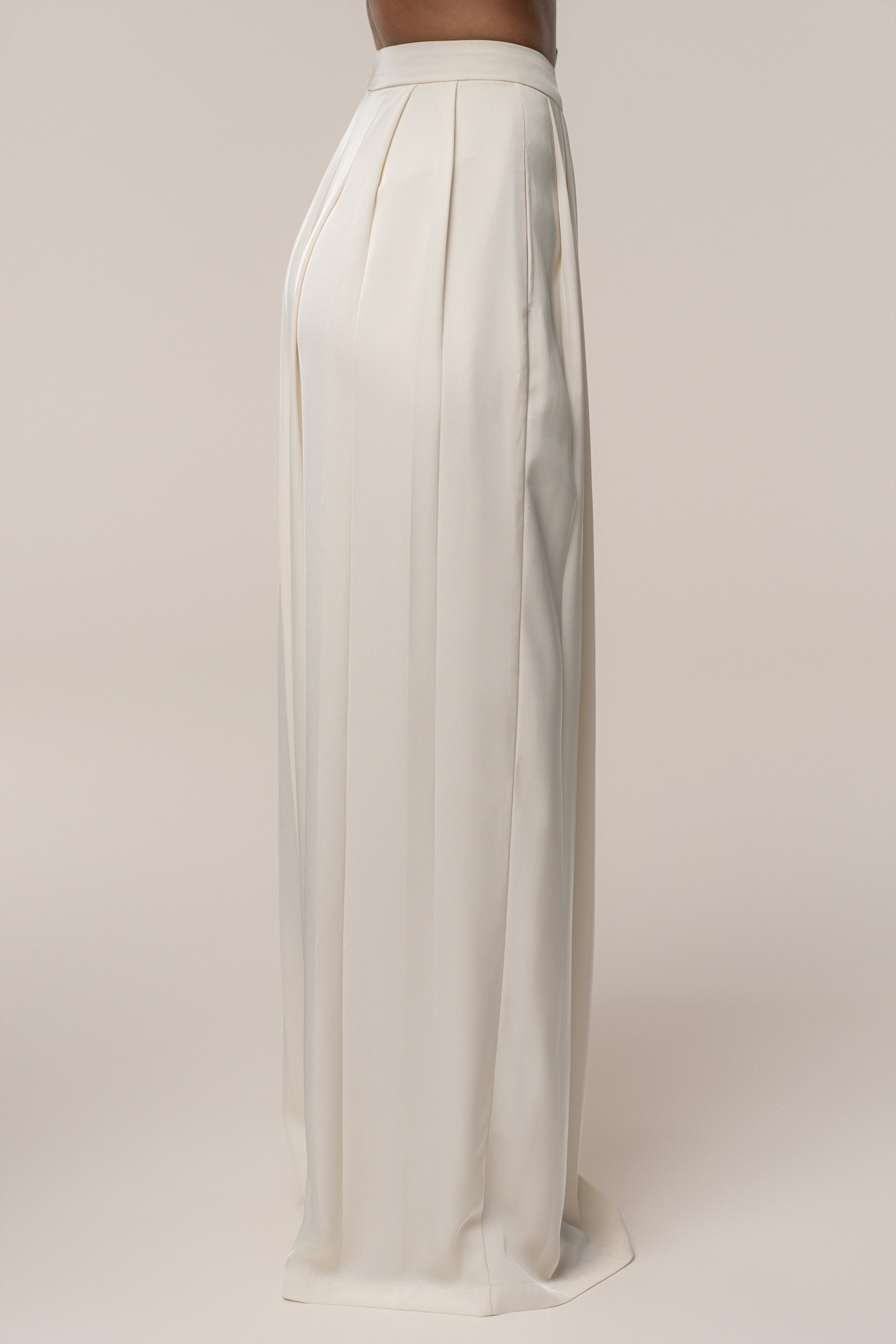 Buttercream Clara Wide Leg Pleated Trousers