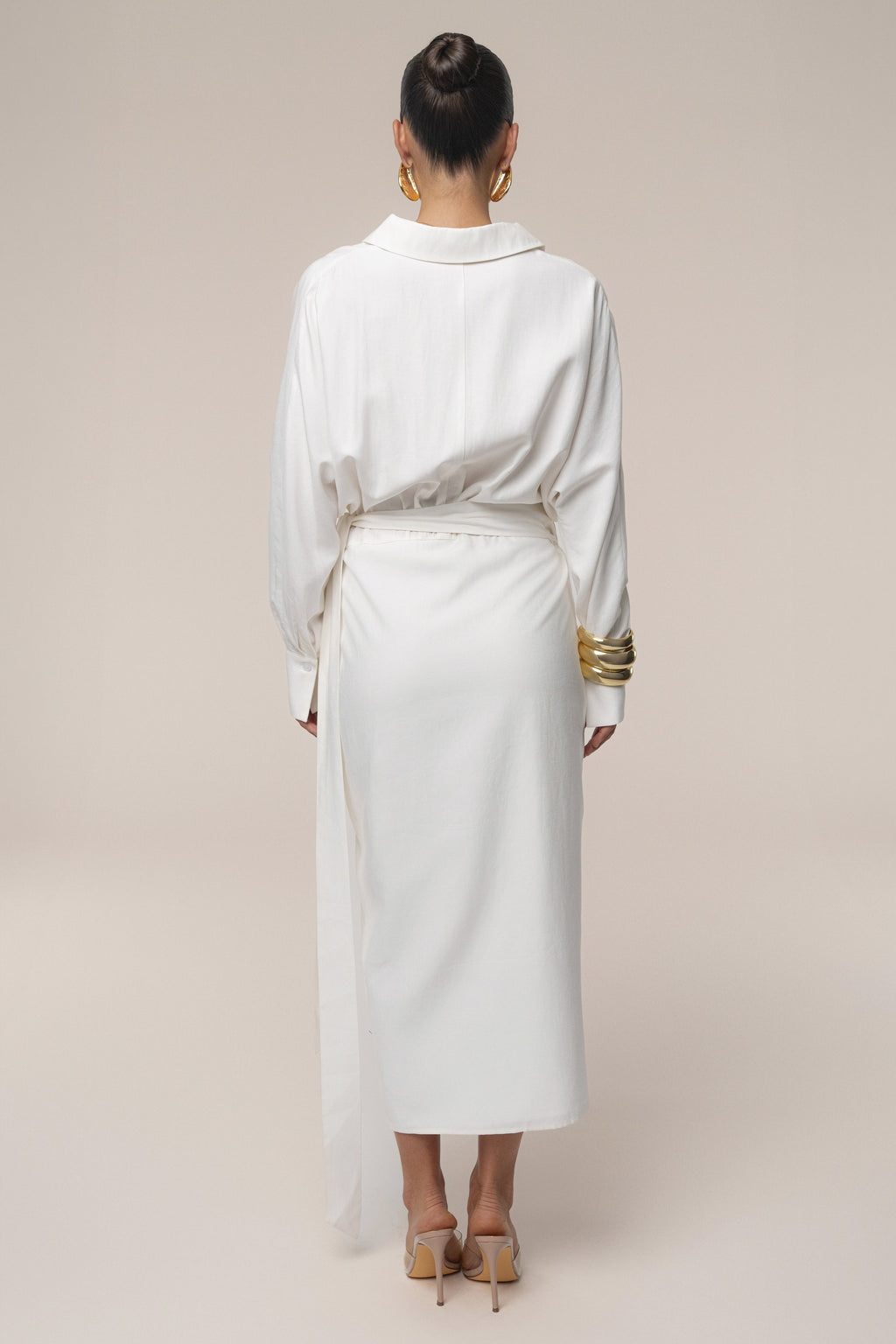 Ivory Skyline Wrap Midi Dress