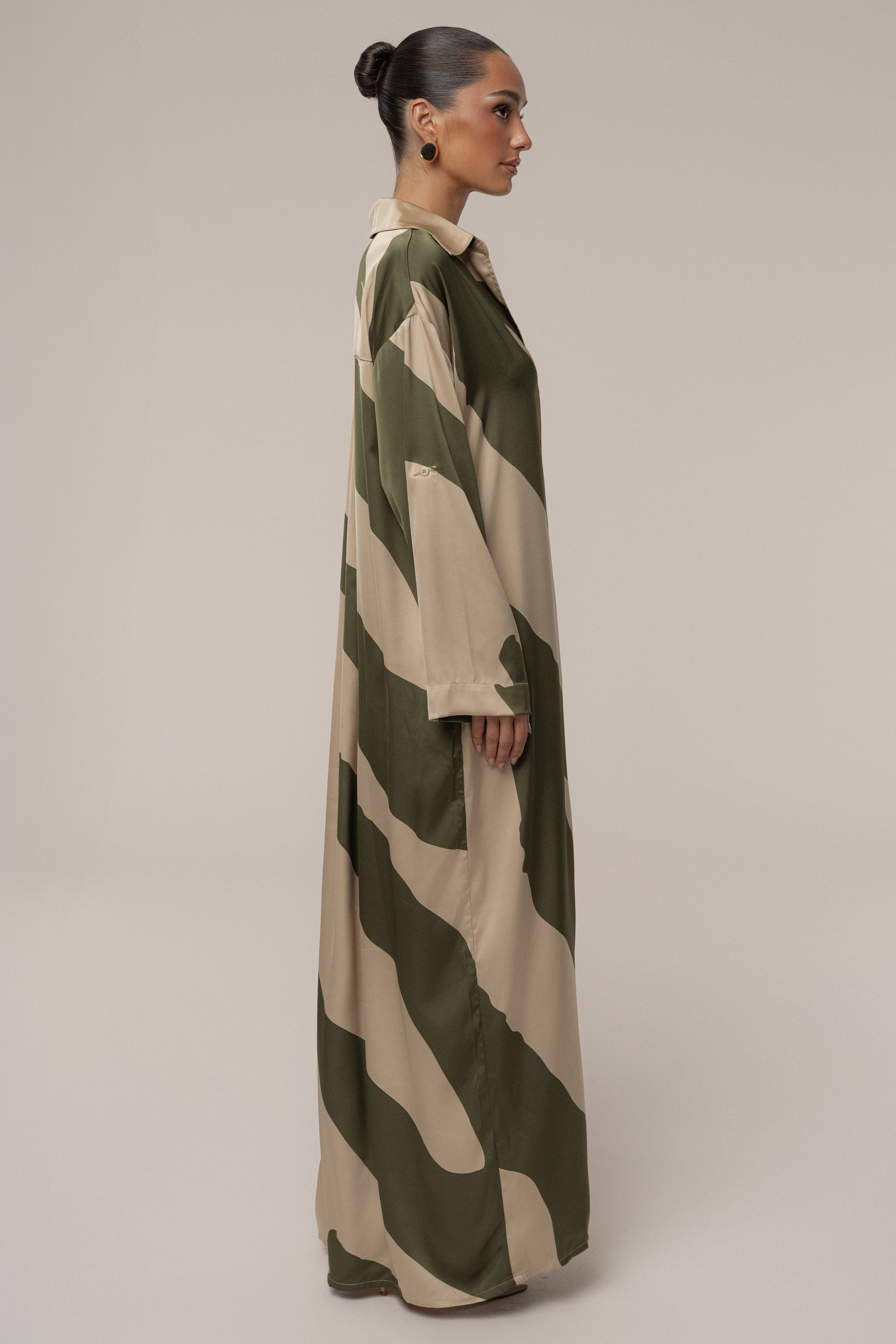 Multi Satin Safari Maxi Dress