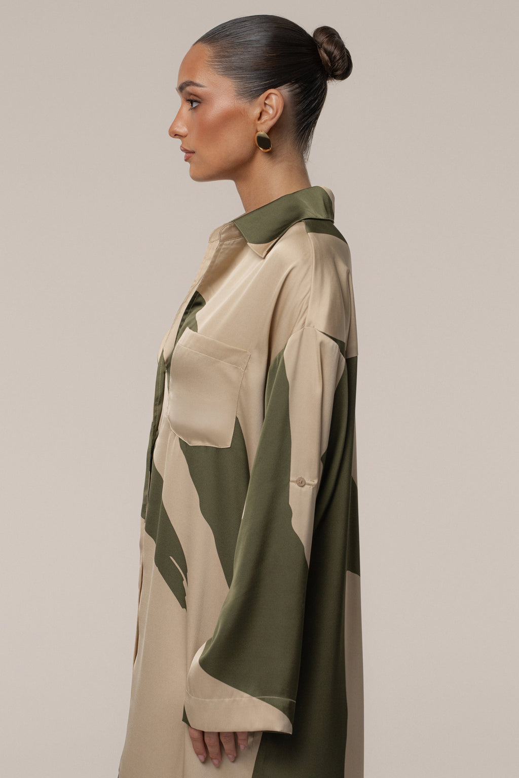 Multi Satin Safari Maxi Dress