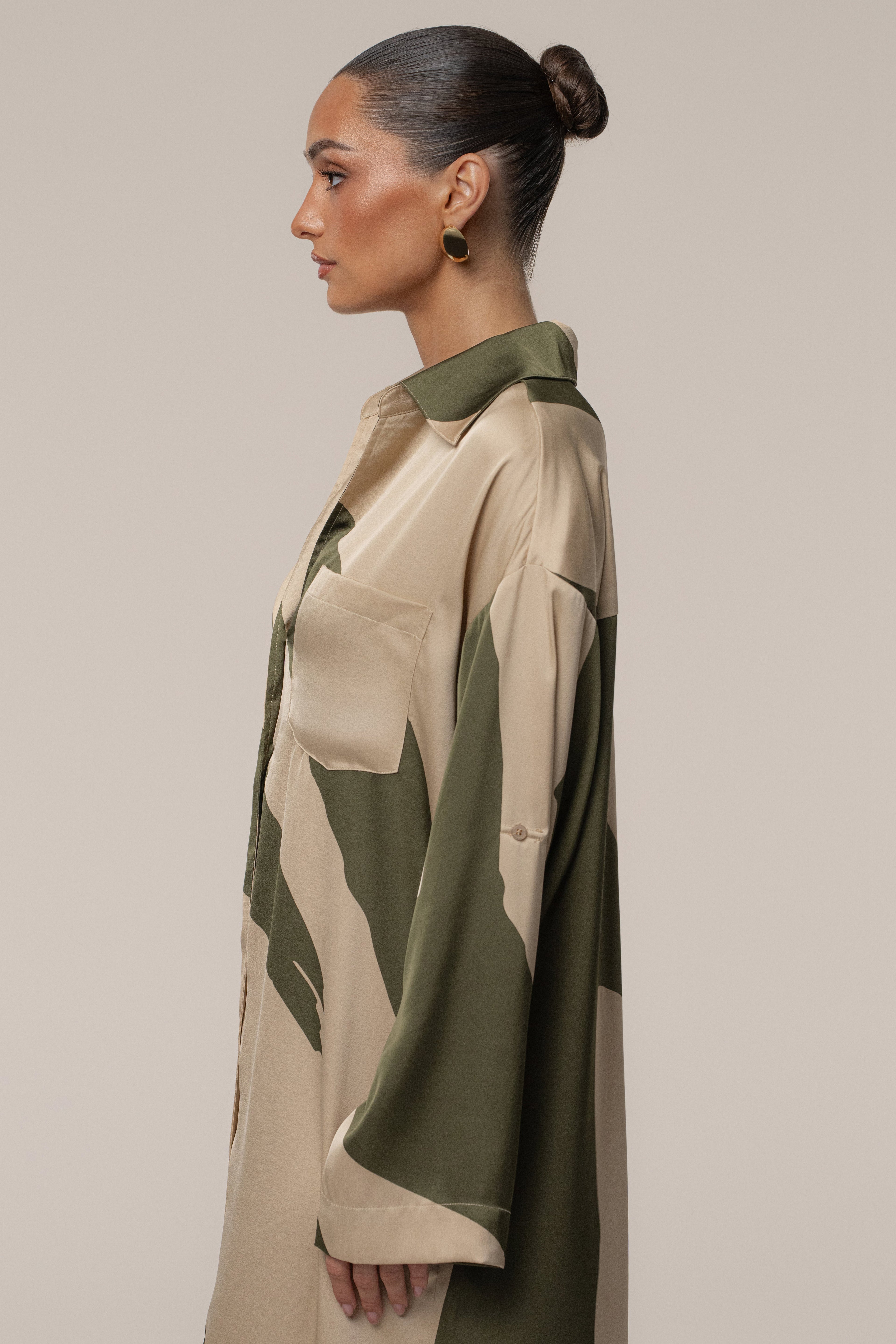 Multi Satin Safari Maxi Dress