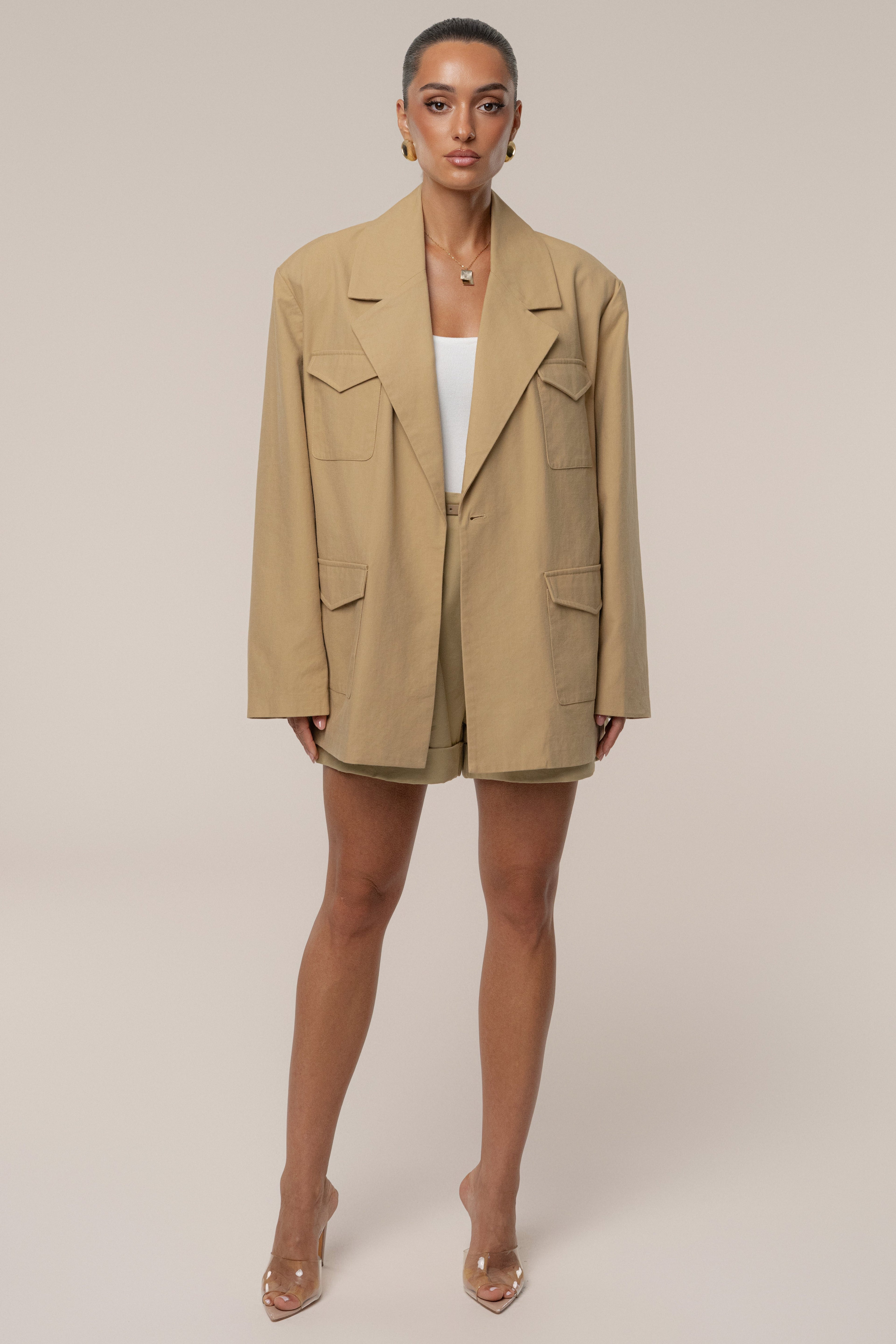 Tan Precision Woven Blazer