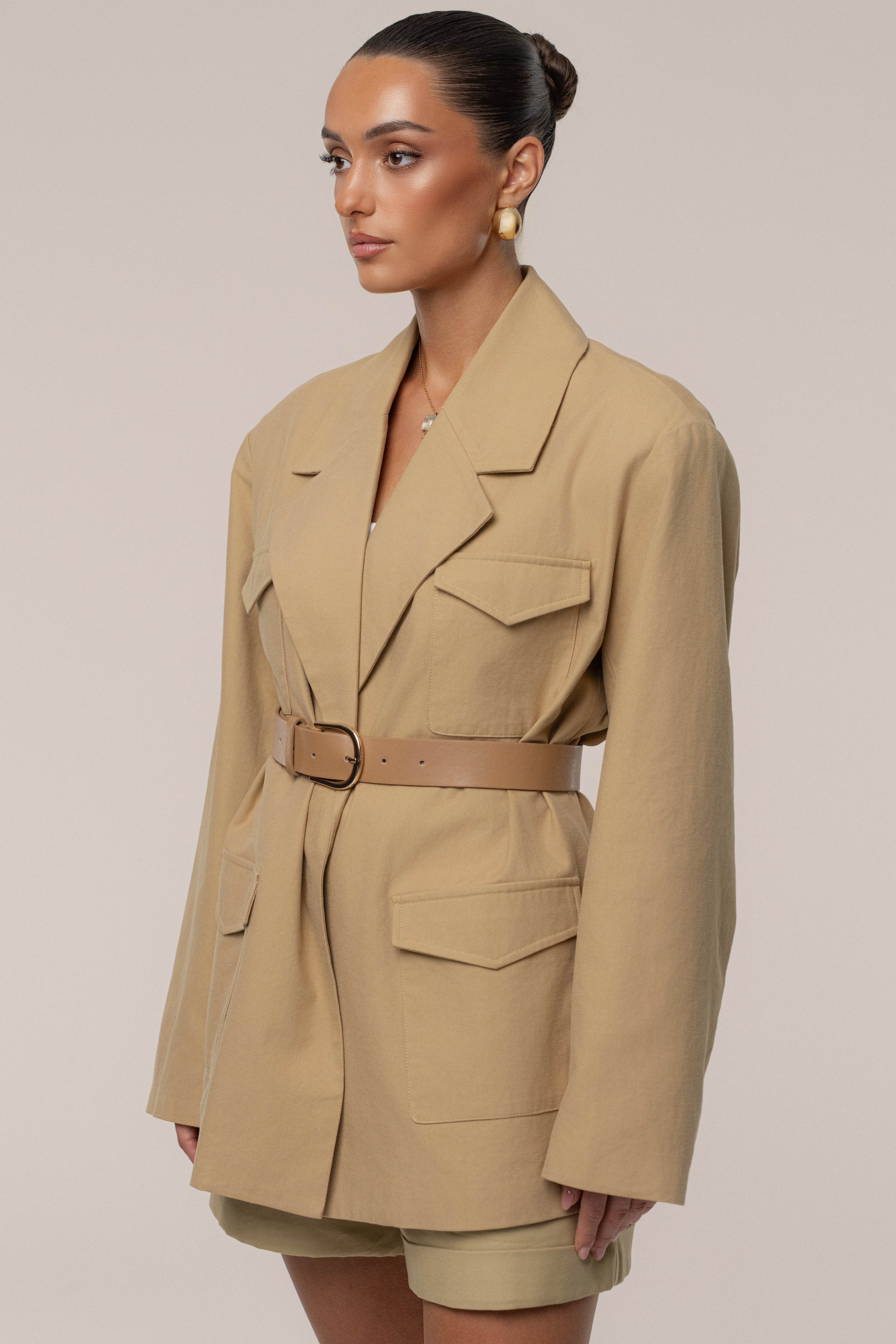 Tan Precision Woven Blazer
