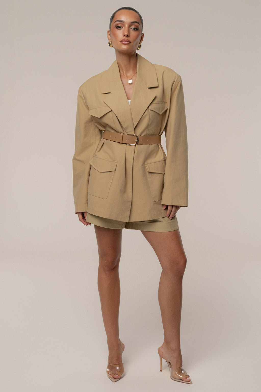 Tan Precision Woven Blazer