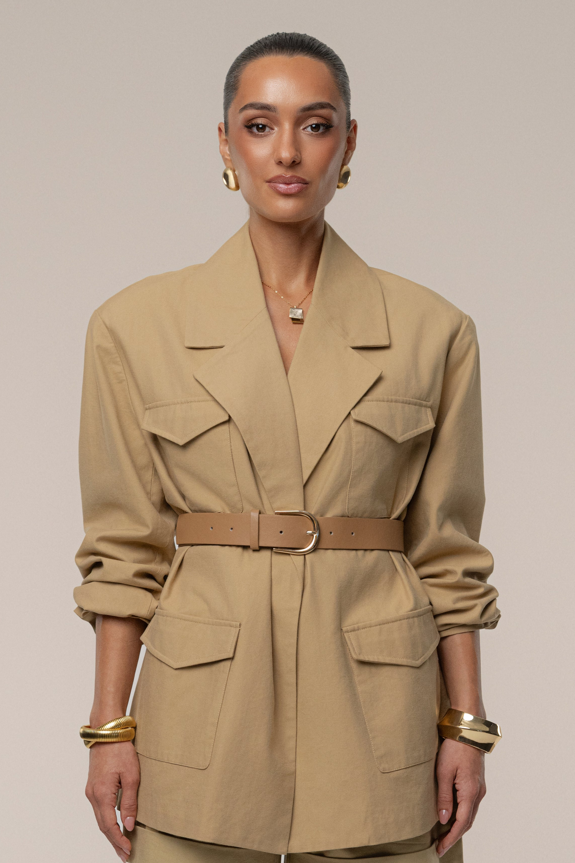 Tan Precision Woven Blazer