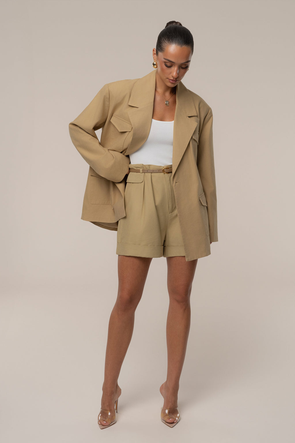 Tan Precision Woven Blazer