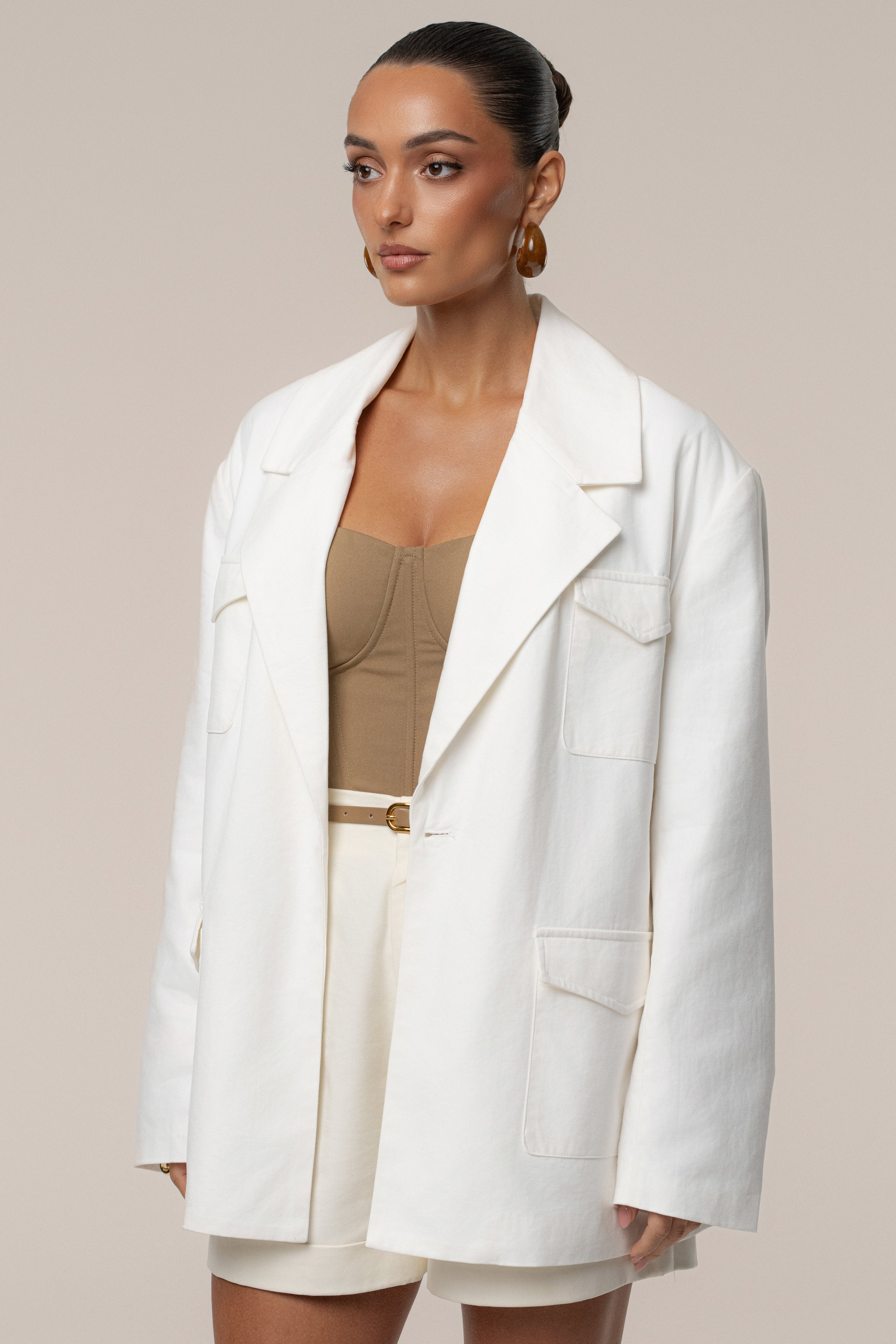 Ivory Precision Woven Blazer
