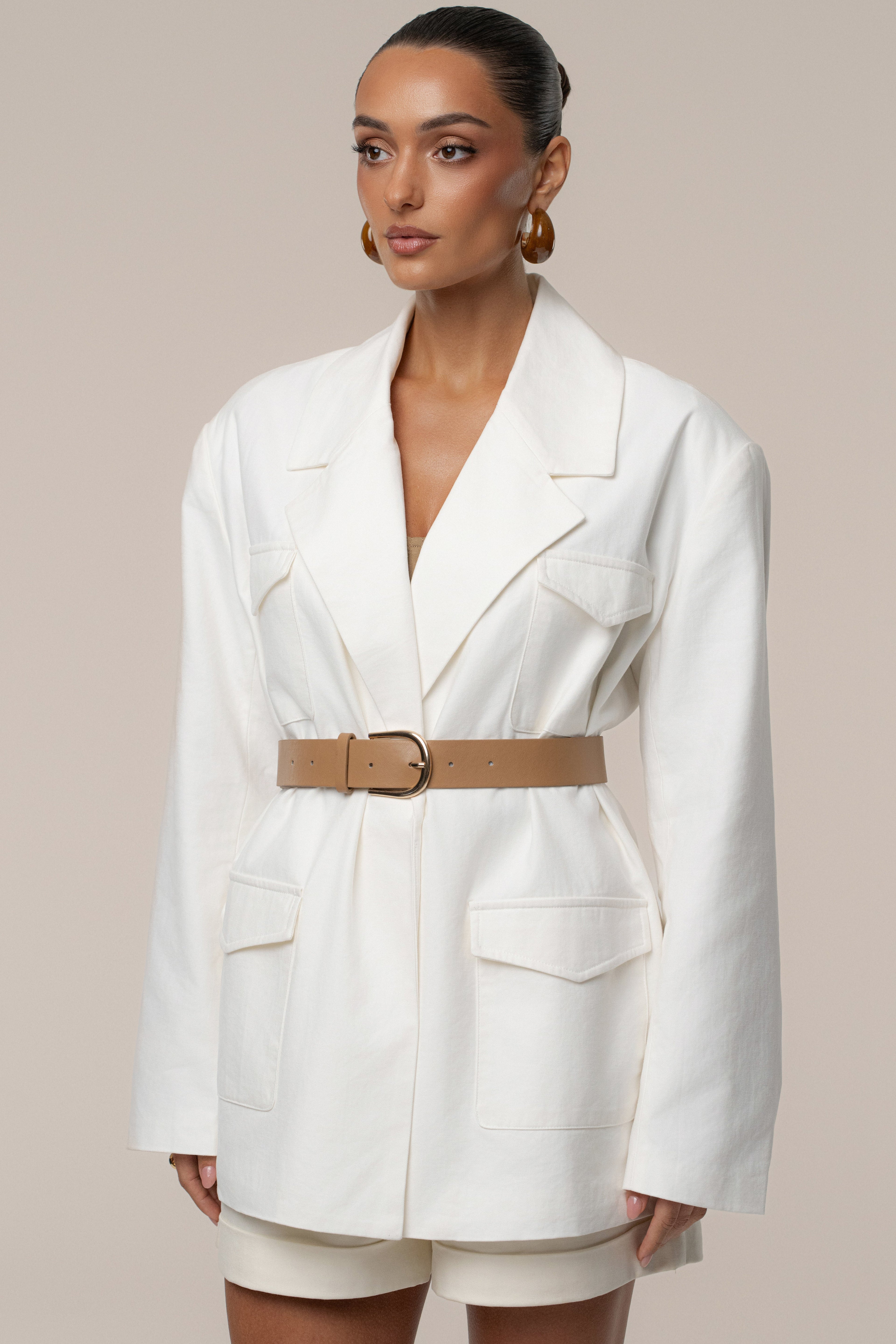 Ivory Precision Woven Blazer