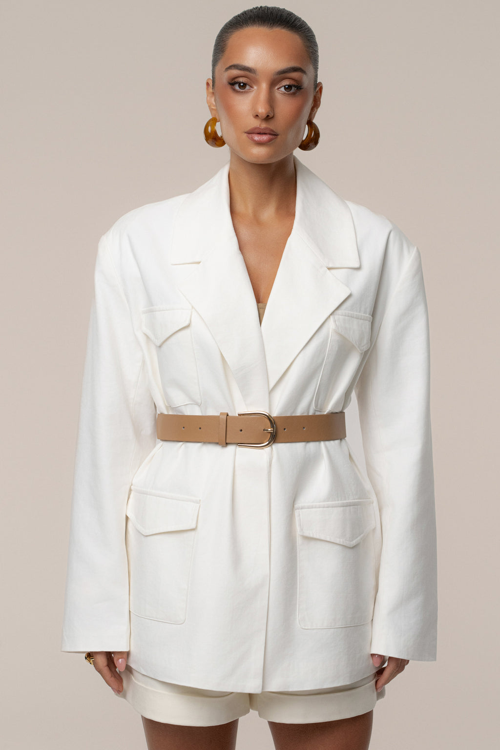 Ivory Precision Woven Blazer