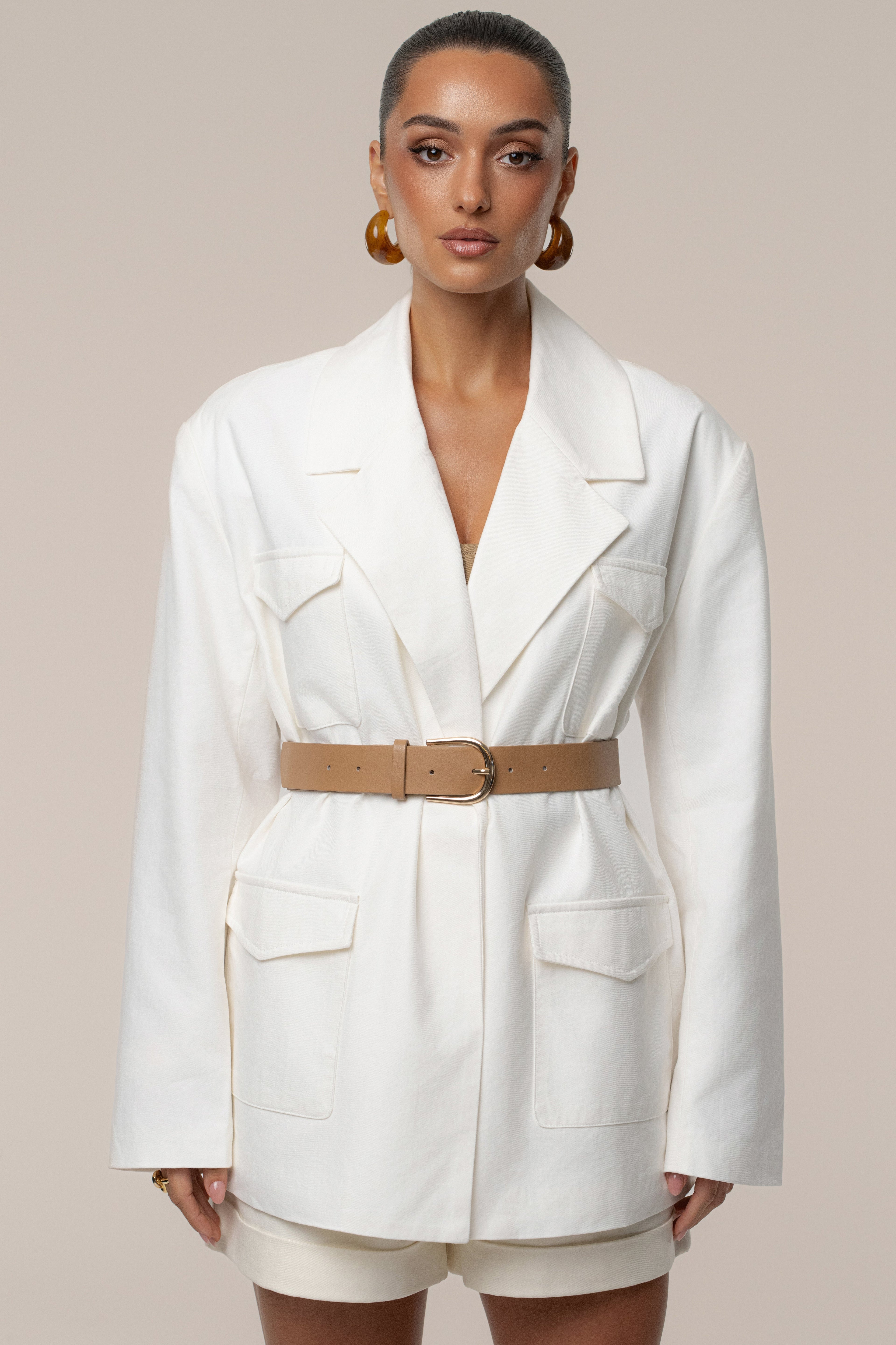 Ivory Precision Woven Blazer