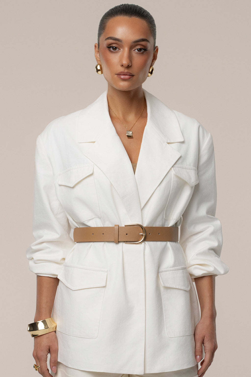 Ivory Precision Woven Blazer