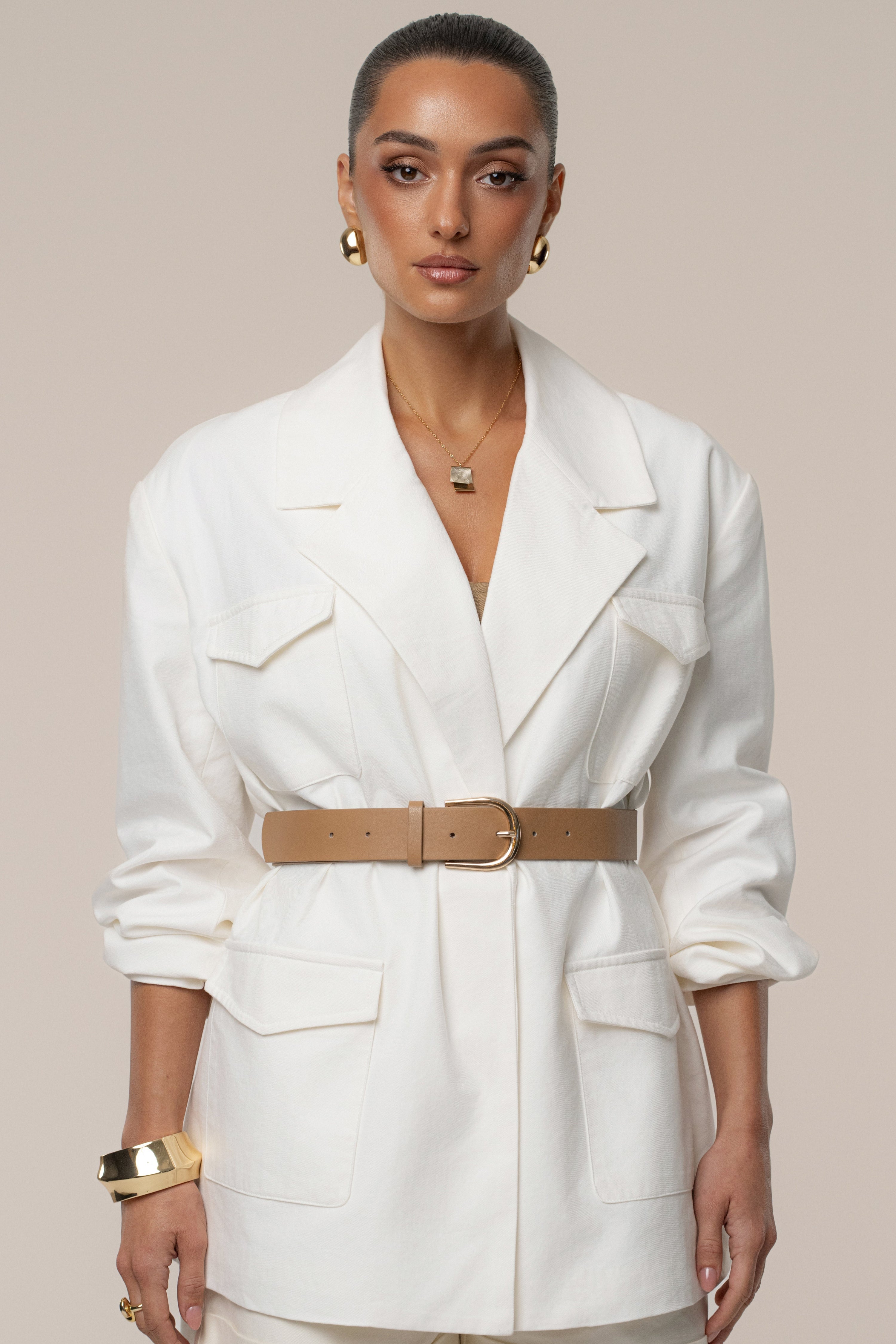 Ivory Precision Woven Blazer