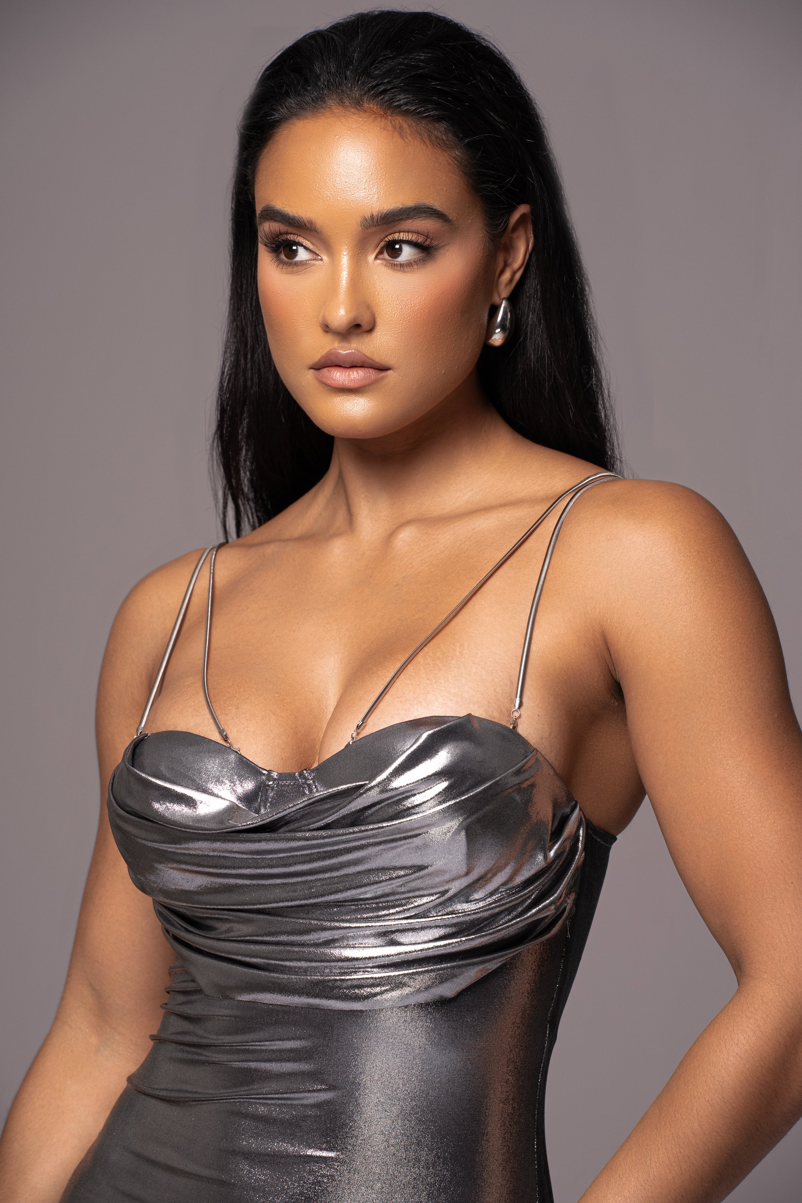 Silver Visions Of You Midi Dress