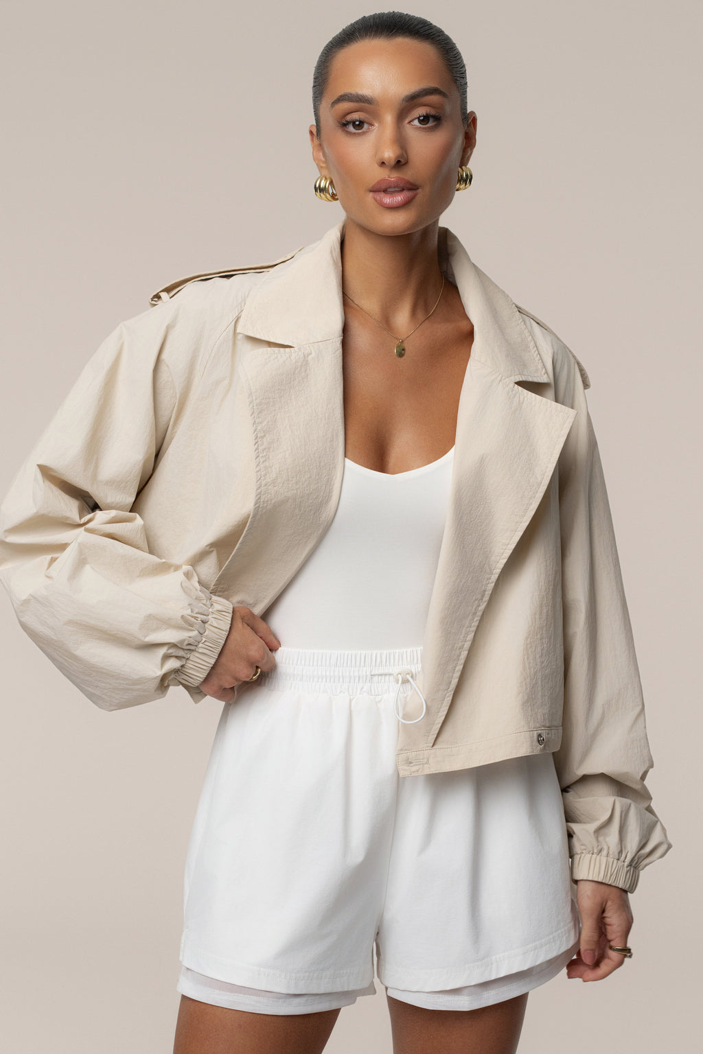 Cream In Motion Cropped Jacket