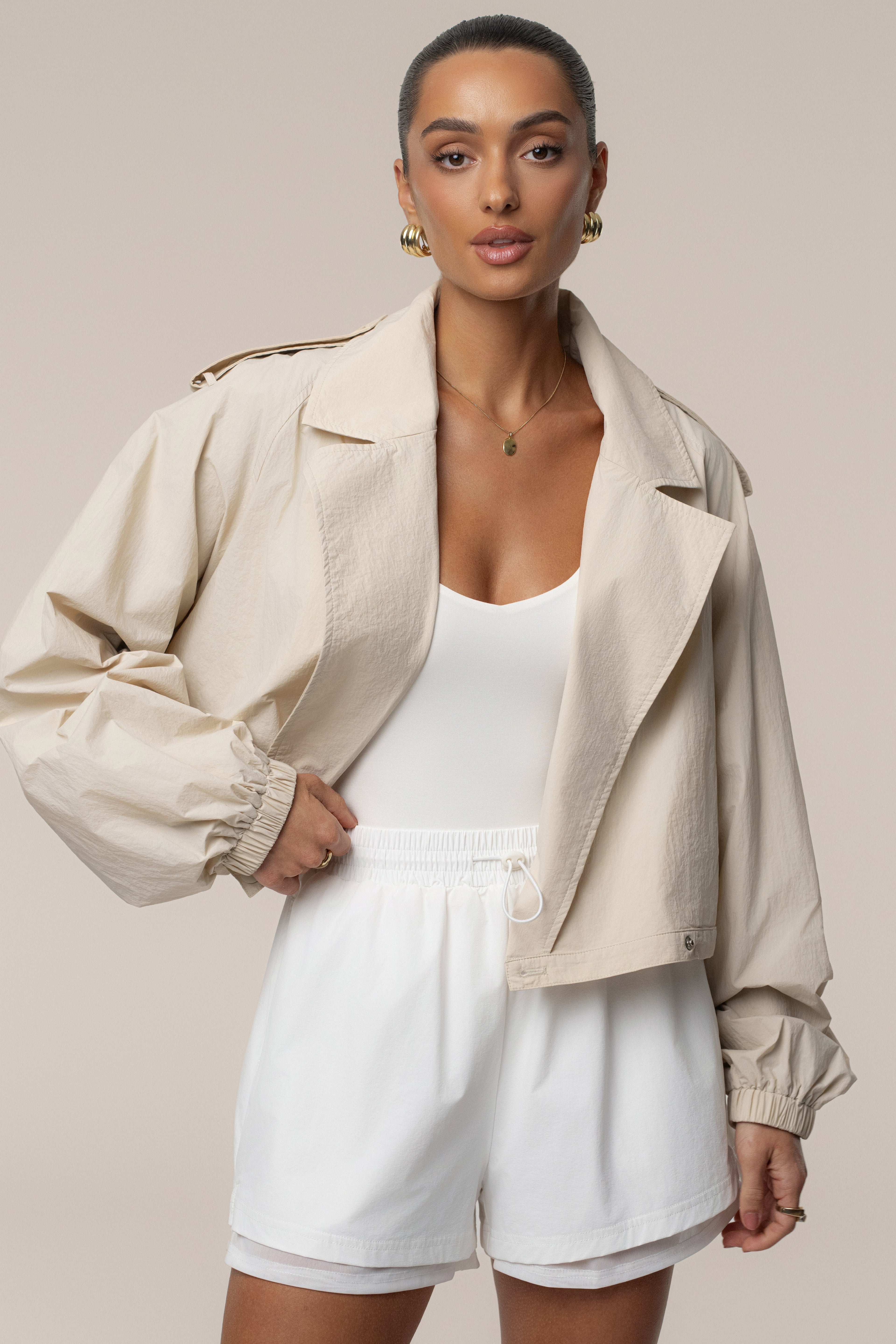 Cream In Motion Cropped Jacket
