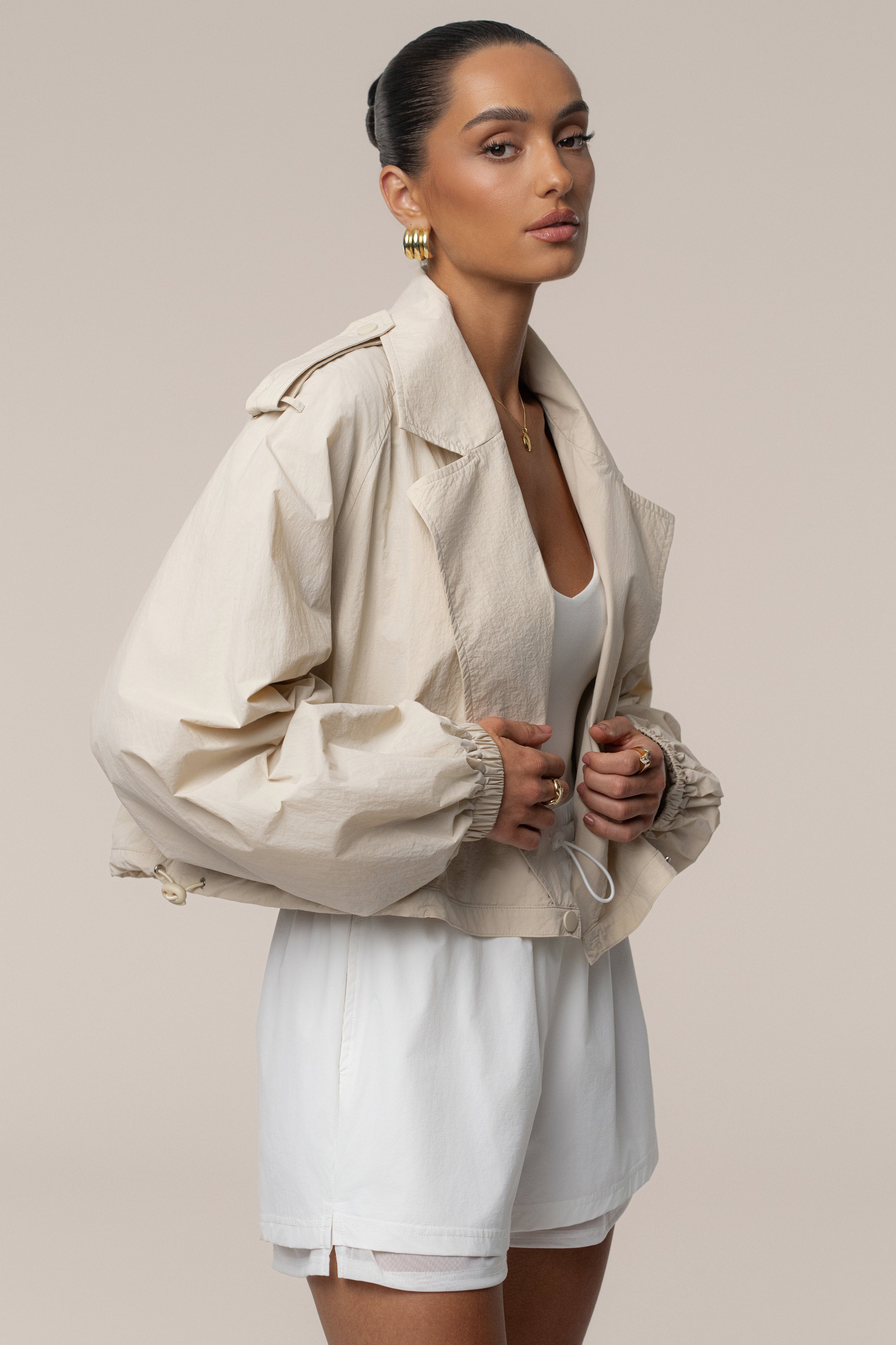 Cream In Motion Cropped Jacket