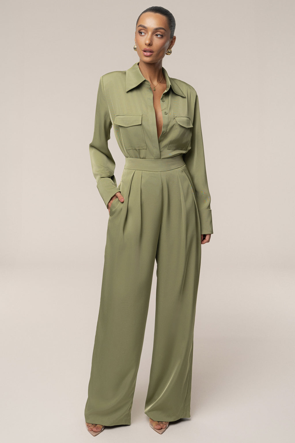 Olive Misty Button Up