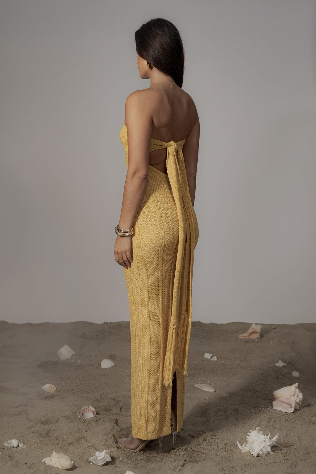 Yellow Blanca Strapless Maxi Dress