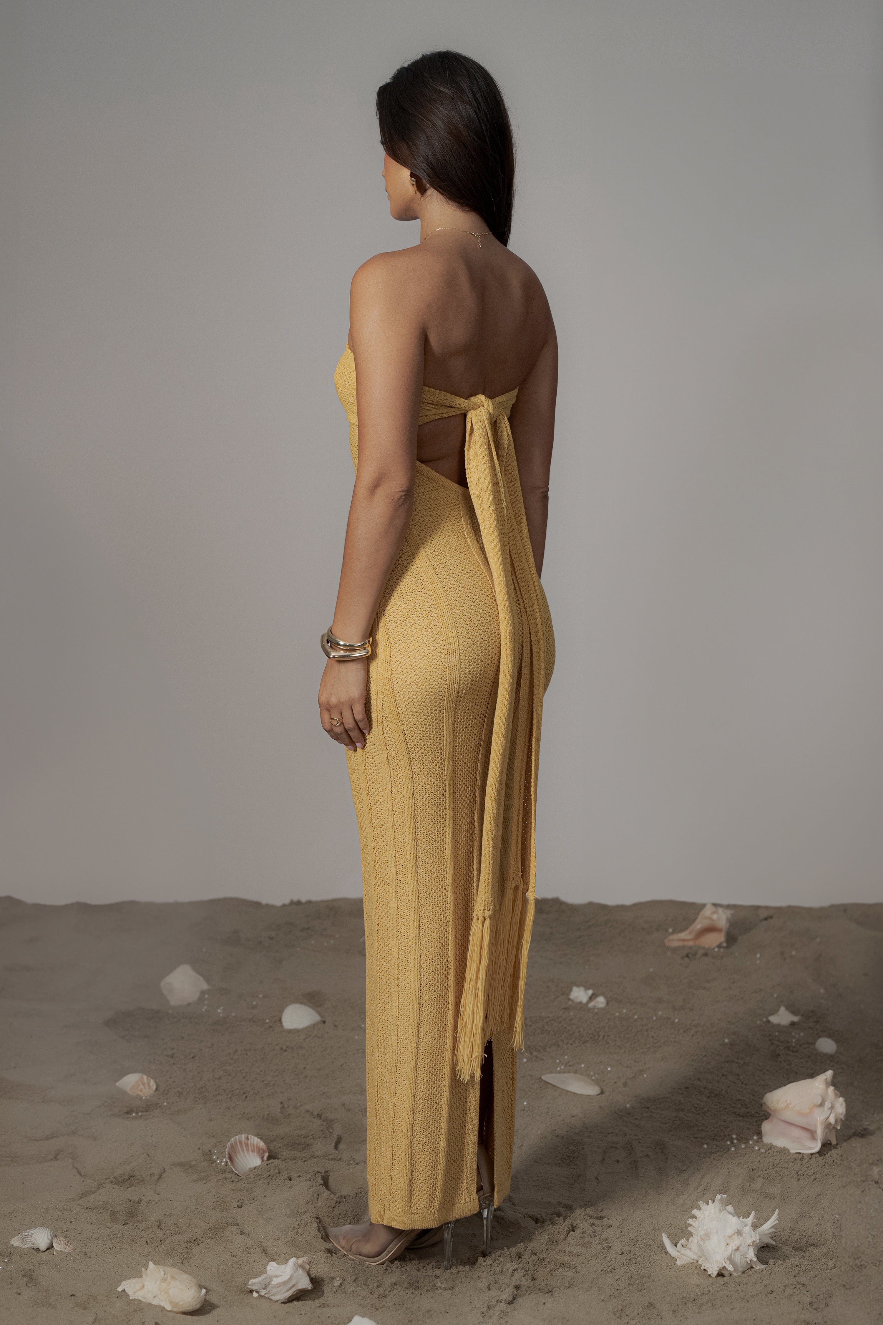 Yellow Blanca Strapless Maxi Dress