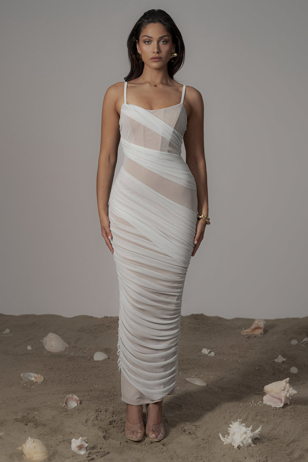 Ivory Catalina Lurex Knit Maxi Dress