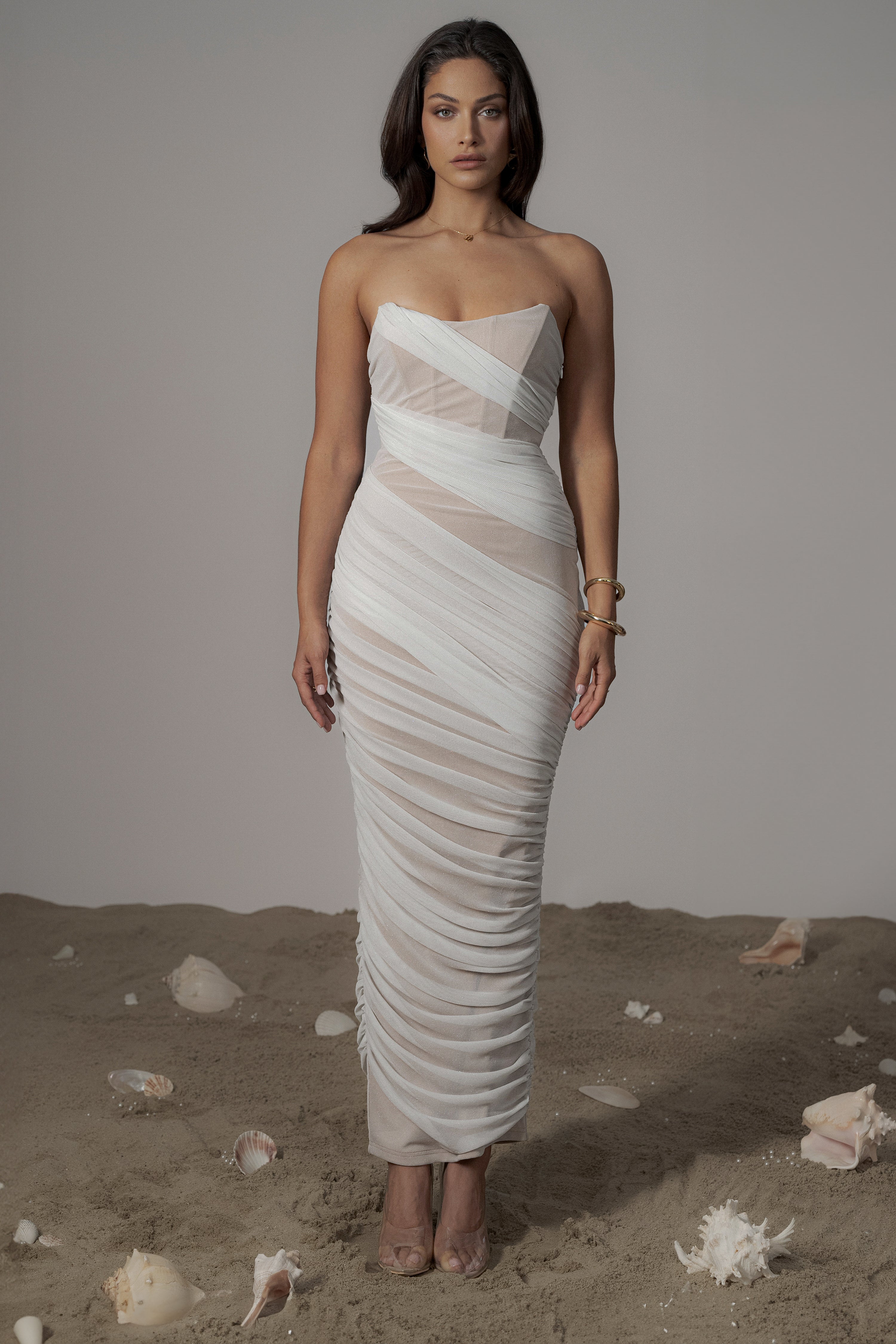 Ivory Catalina Lurex Knit Maxi Dress