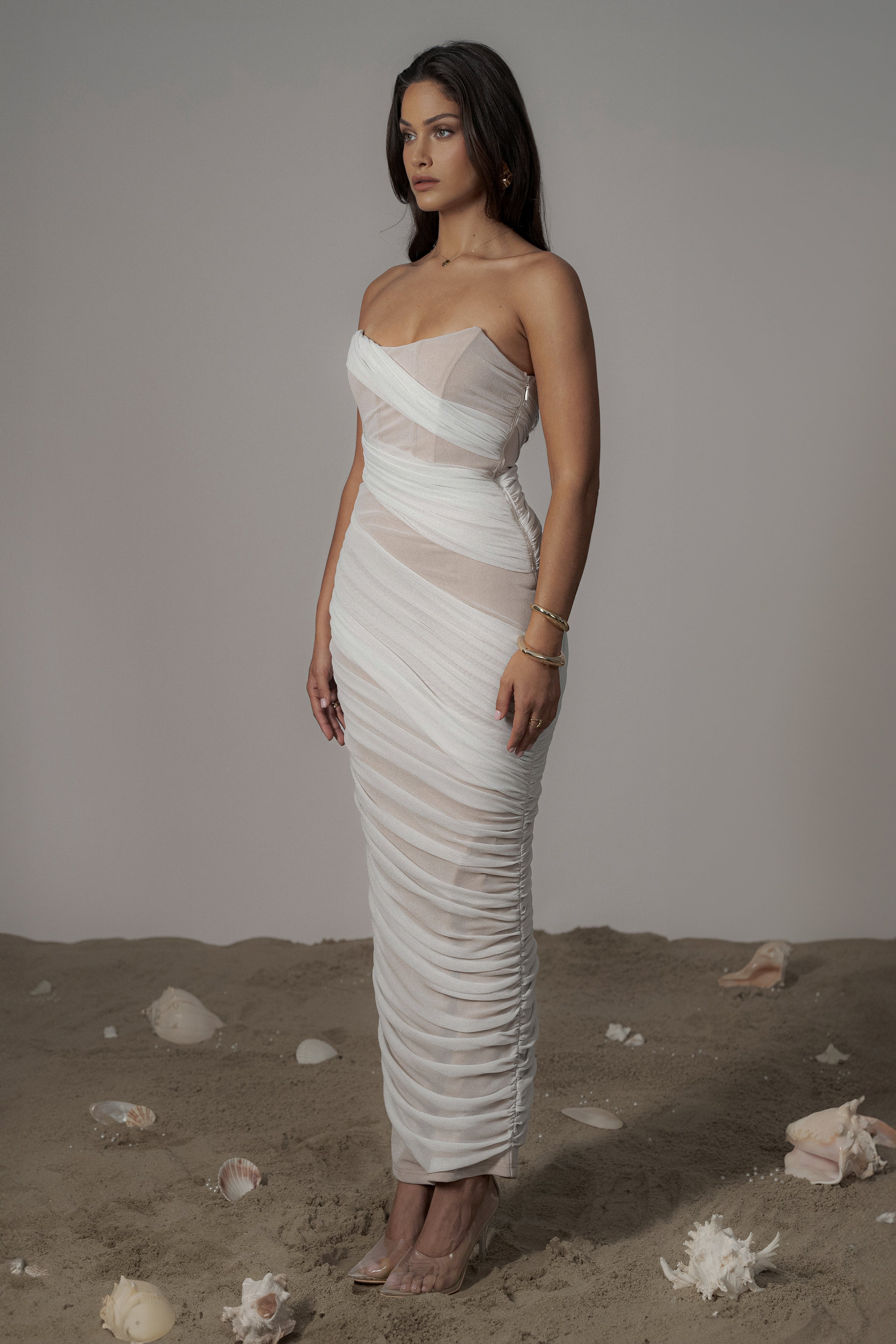 Ivory Catalina Lurex Knit Maxi Dress
