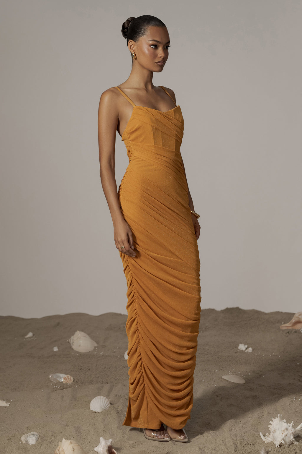 Yellow Catalina Lurex Knit Maxi Dress