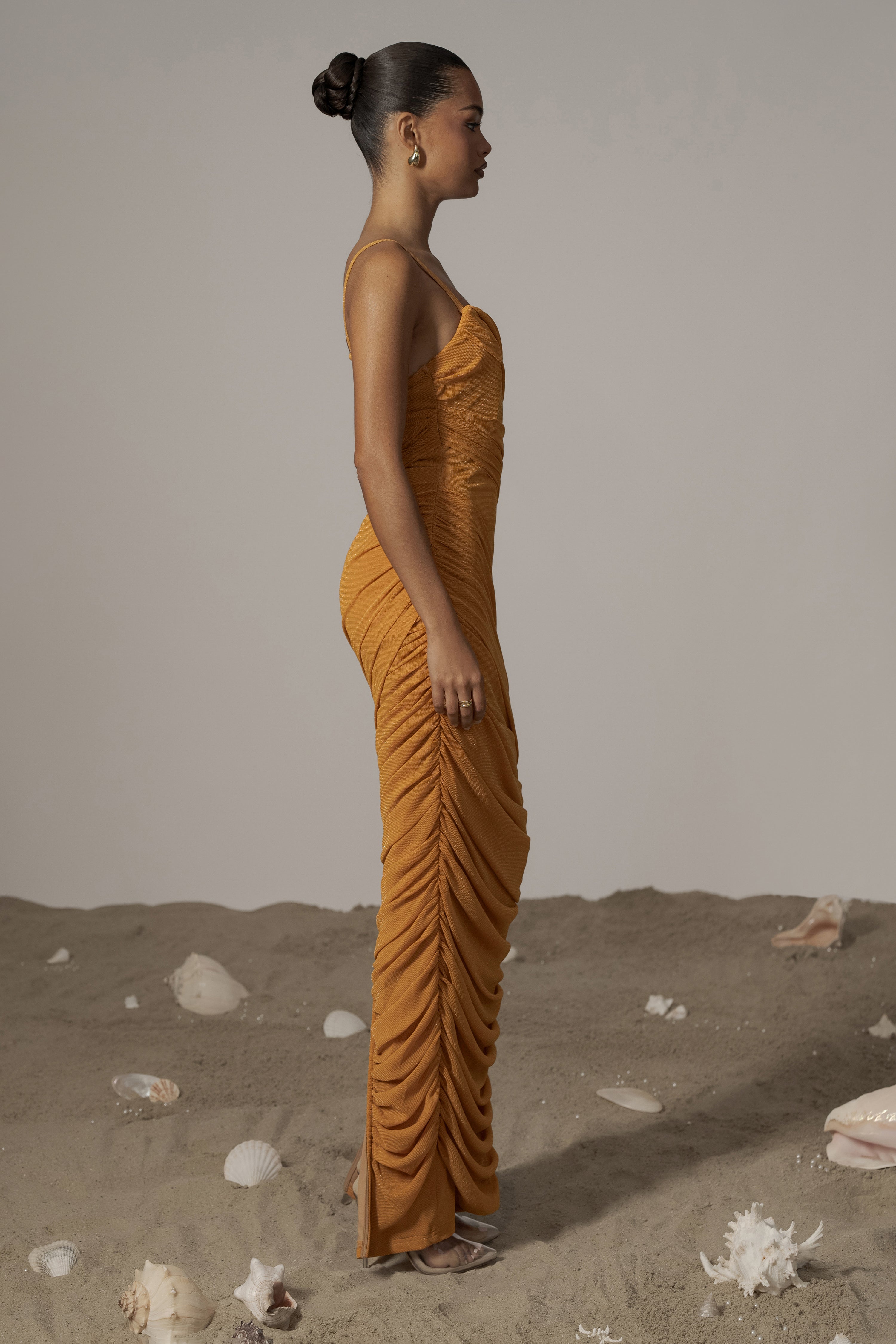 Yellow Catalina Lurex Knit Maxi Dress