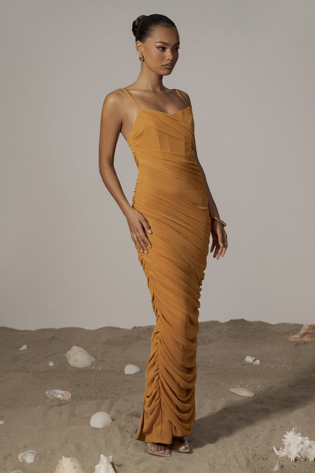 Yellow Catalina Lurex Knit Maxi Dress