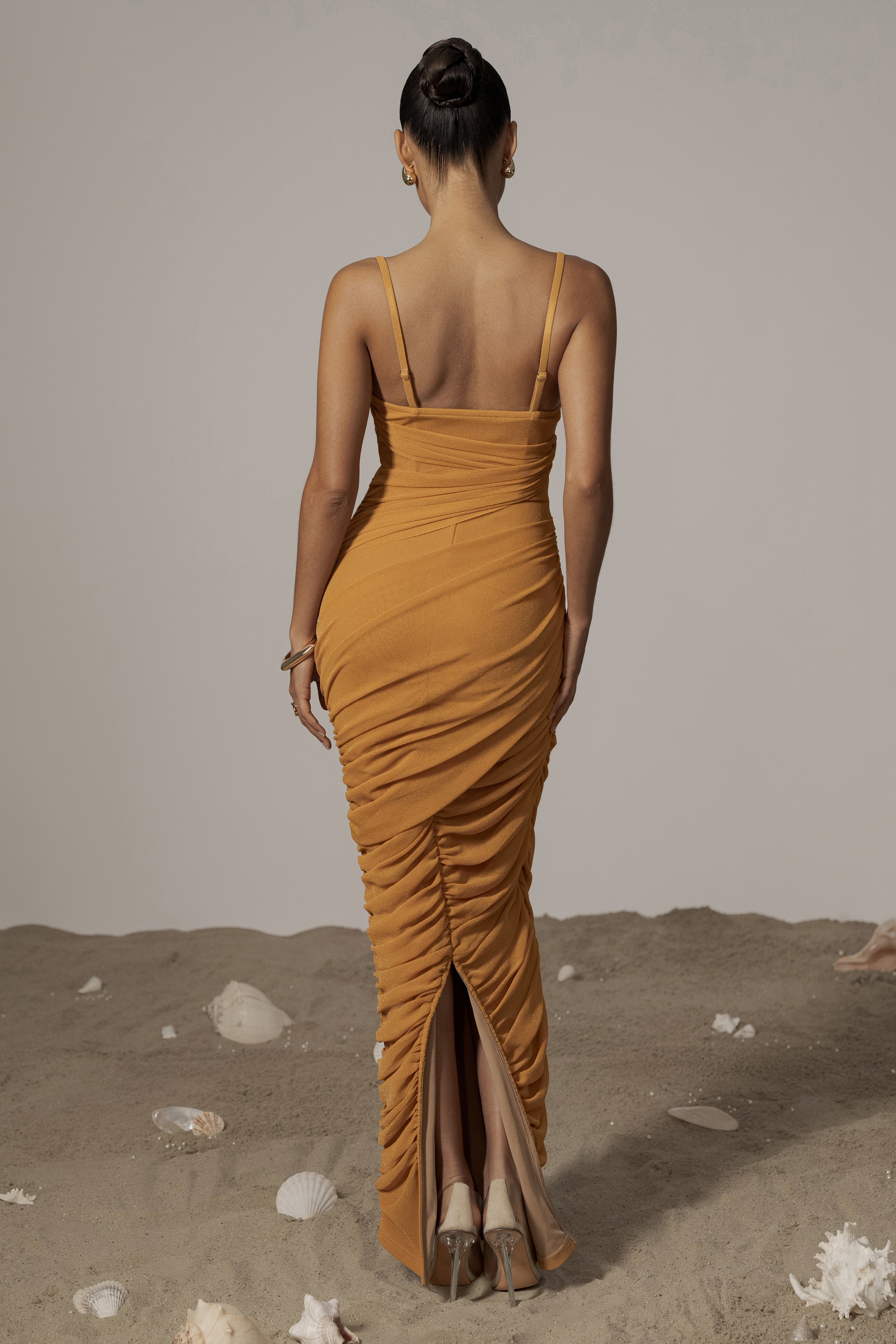 Yellow Catalina Lurex Knit Maxi Dress
