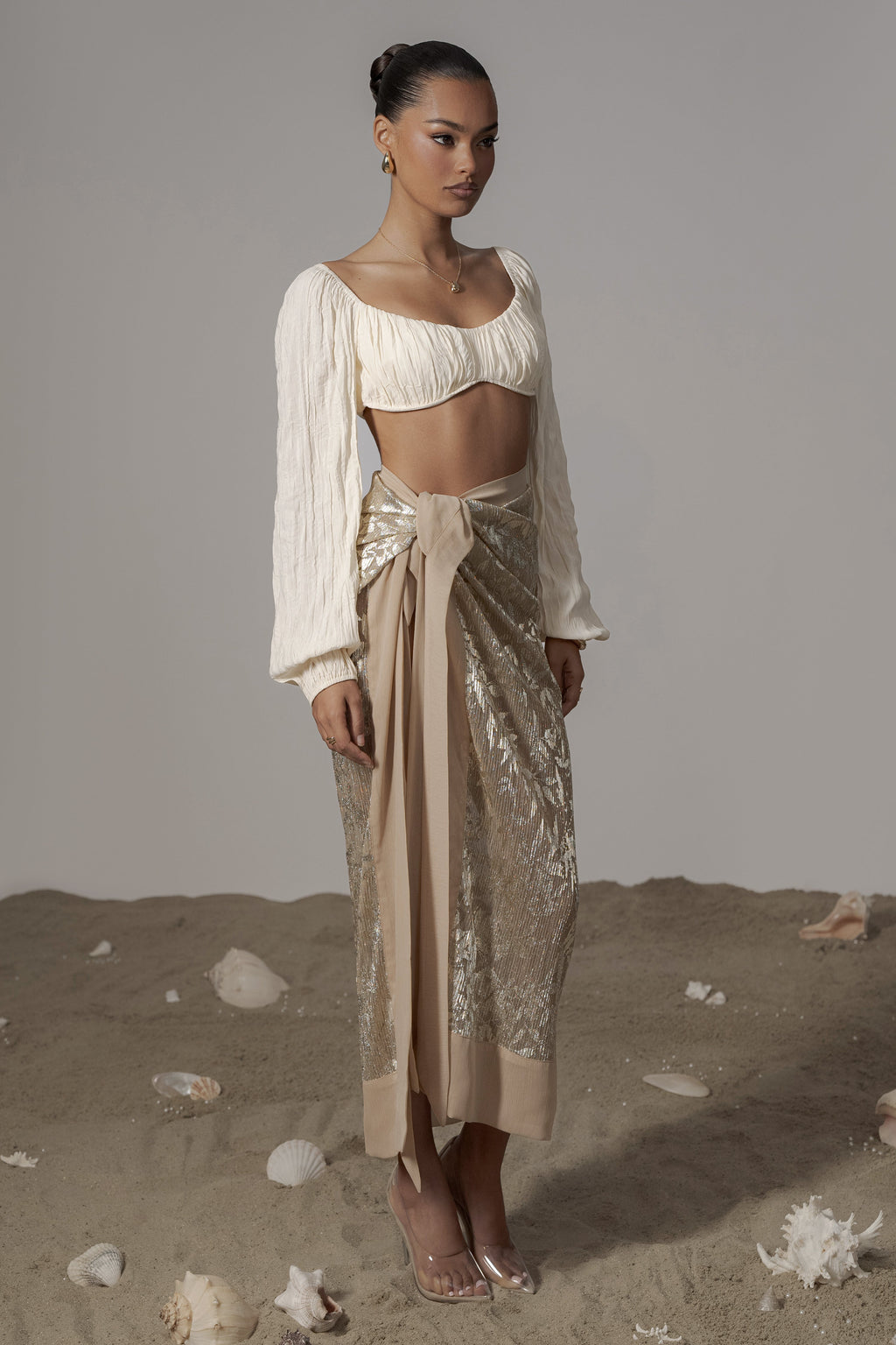 Gold Positano Printed Sarong Skirt